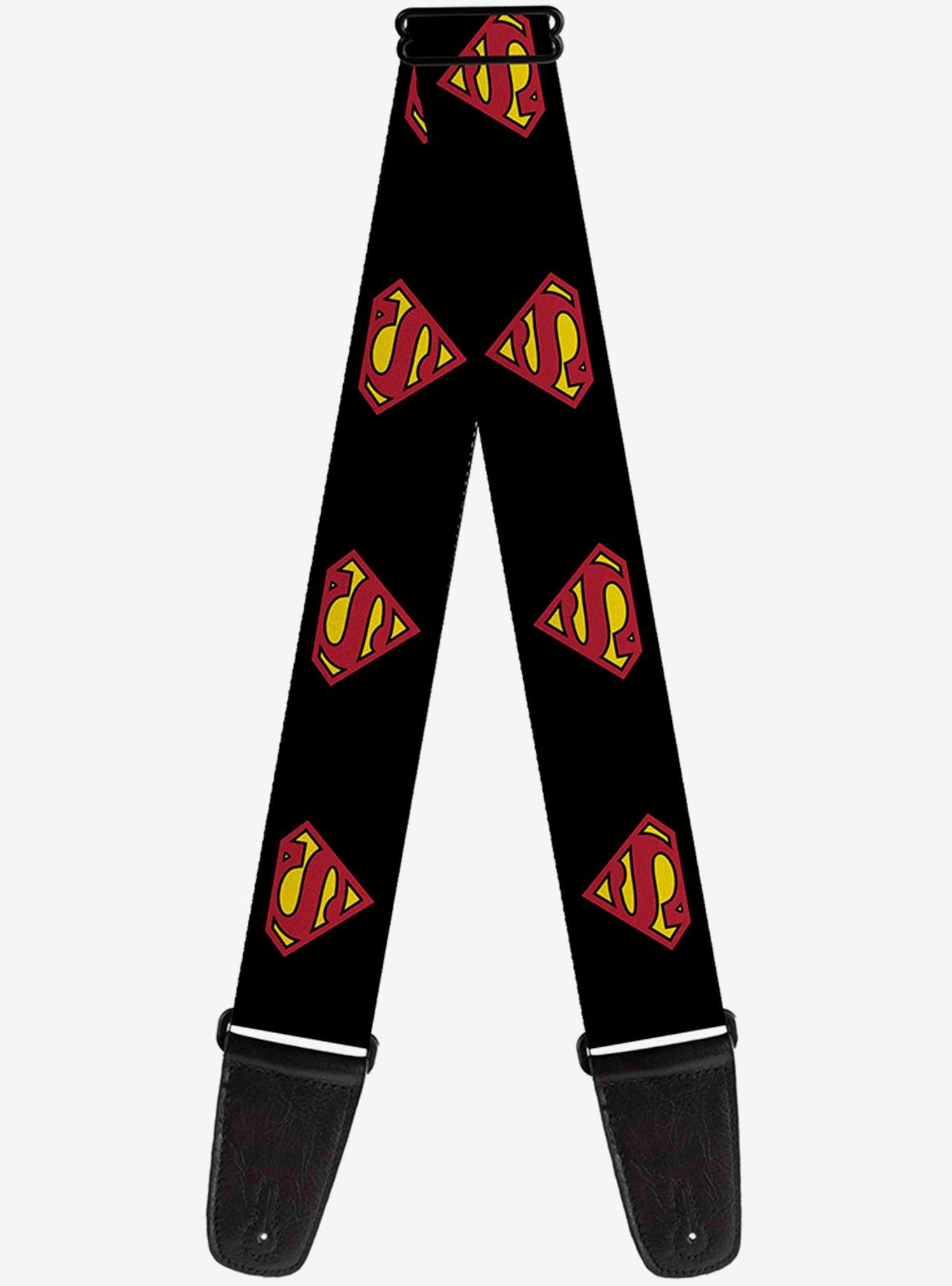 DC Comics Superman Shield Black Guitar Strap, , hi-res