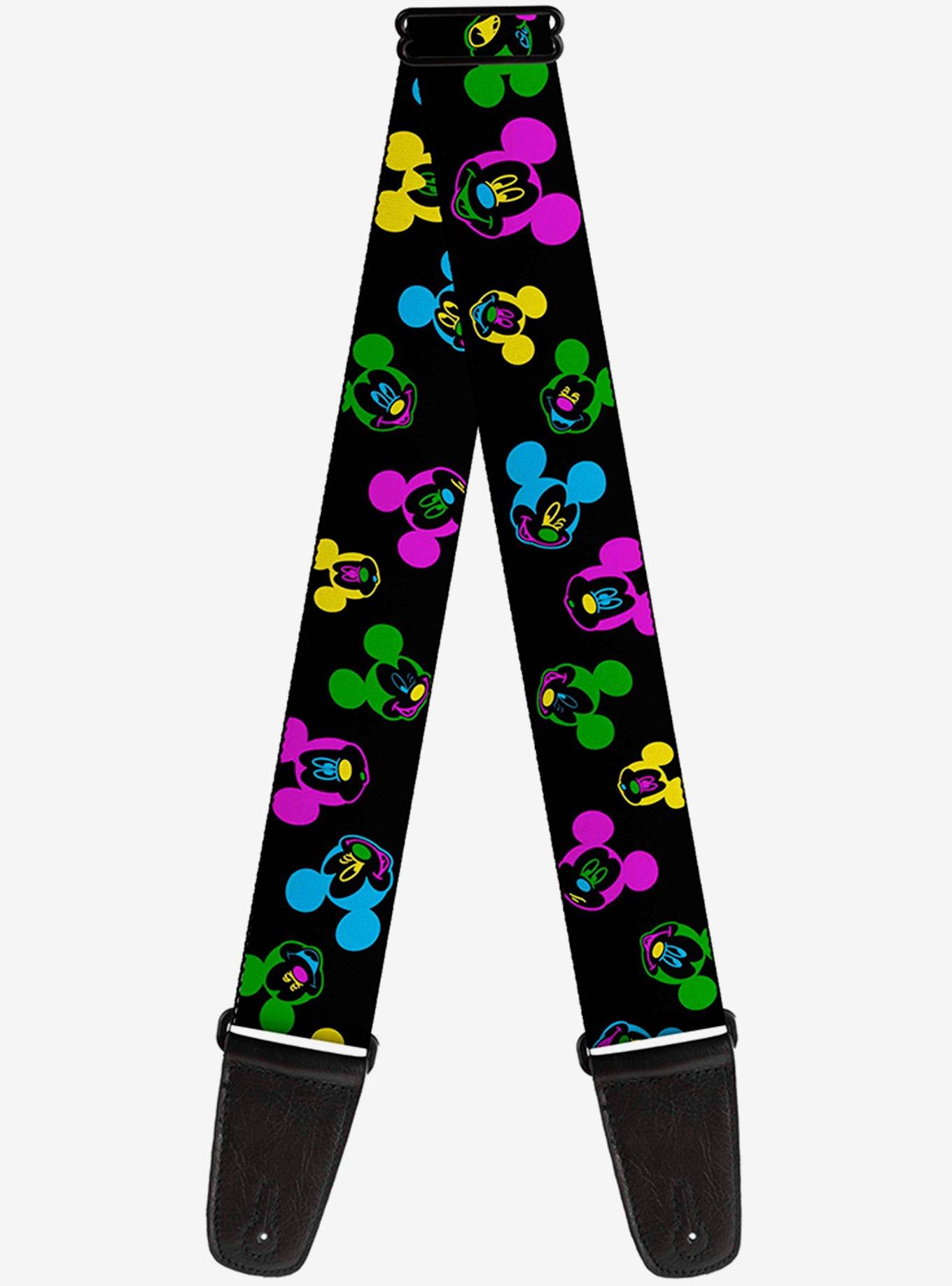 Disney Mickey Mouse Expressions Scattered Neon Guitar Strap, , hi-res