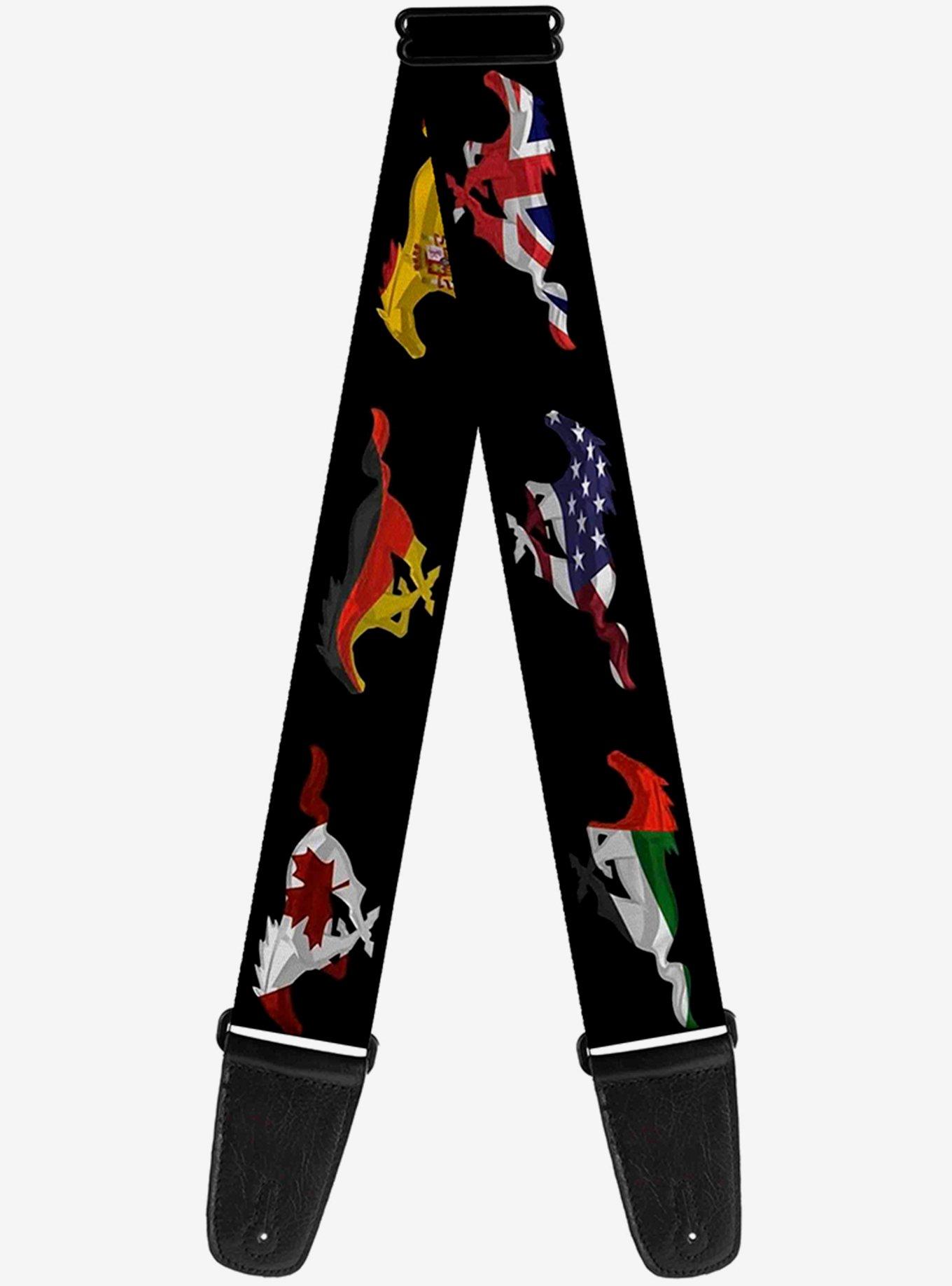 Mustang Silhouette International Flags Guitar Strap, , hi-res