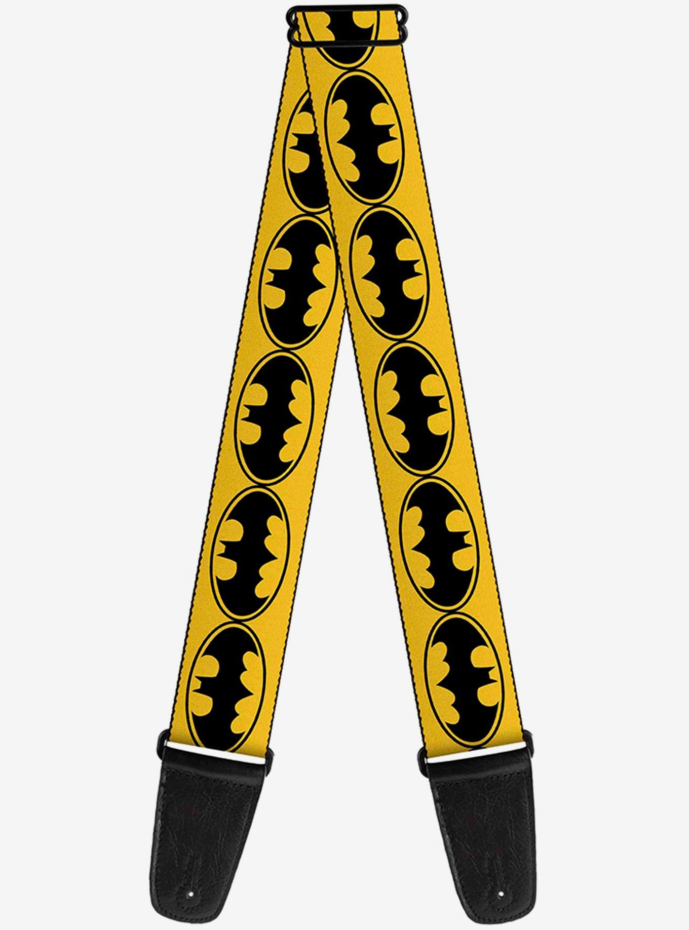 DC Comics Batman Bat Signals Yellow Black Guitar Strap, , hi-res