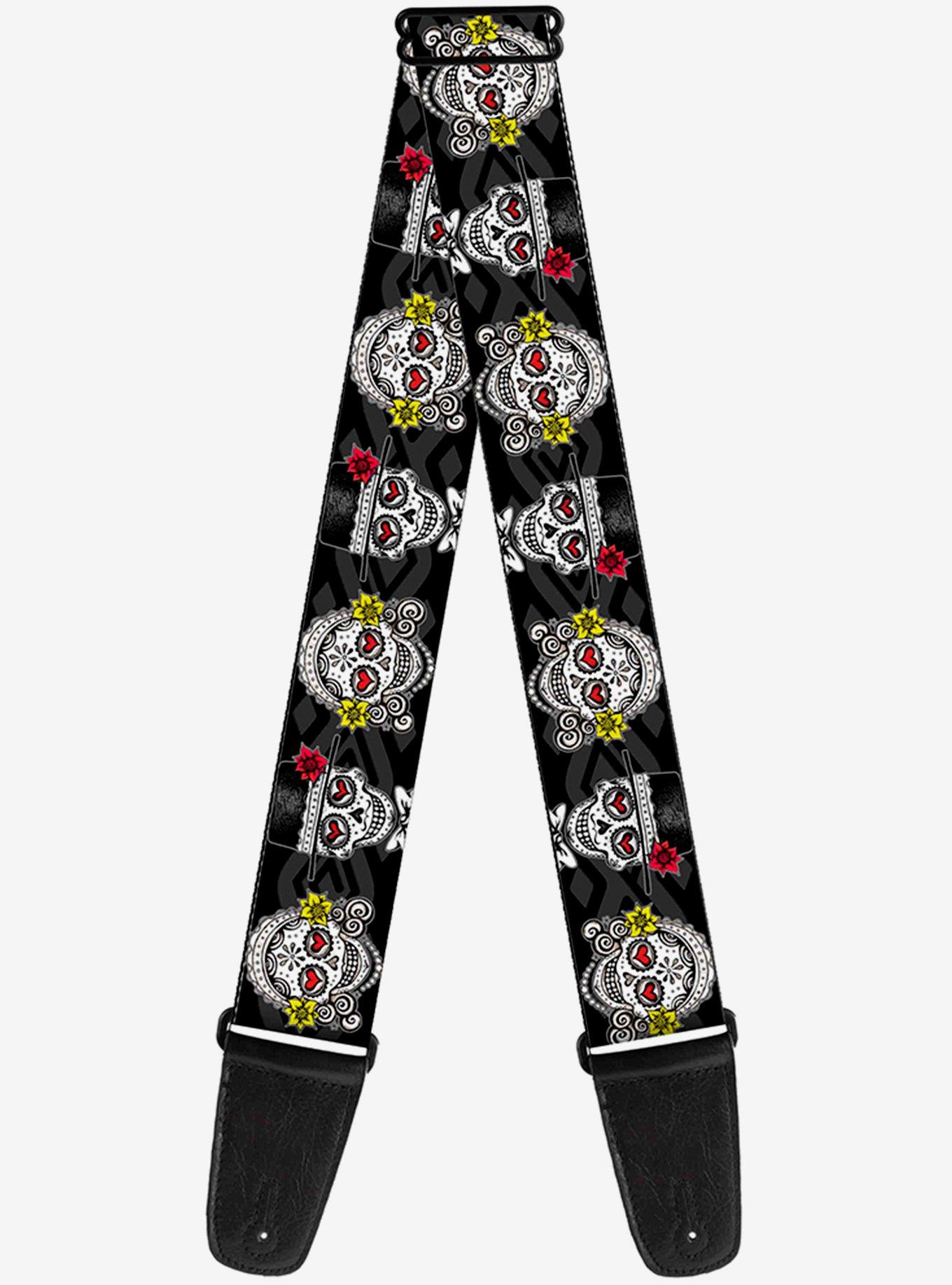 Los Novios Black Gray White Multi Color Guitar Strap, , hi-res