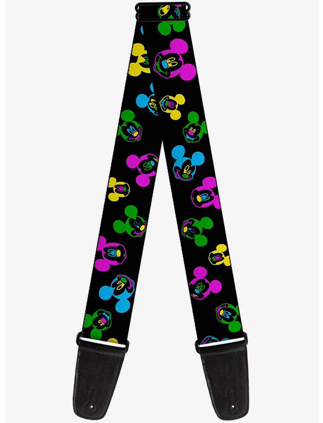 Disney Mickey Mouse Expressions Scattered Neon Guitar Strap, , hi-res