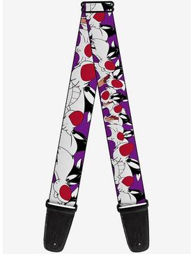 Plus Size Looney Tunes Sylvester The Cat Expressions Purple Guitar Strap, , hi-res