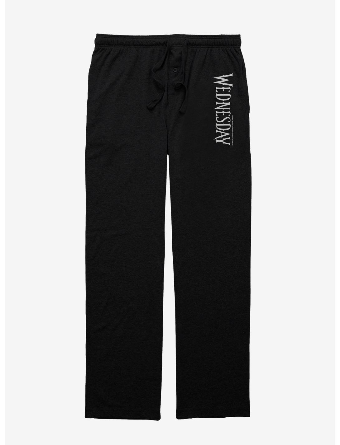 Wednesday Name Logo Pajama Pants, BLACK, hi-res