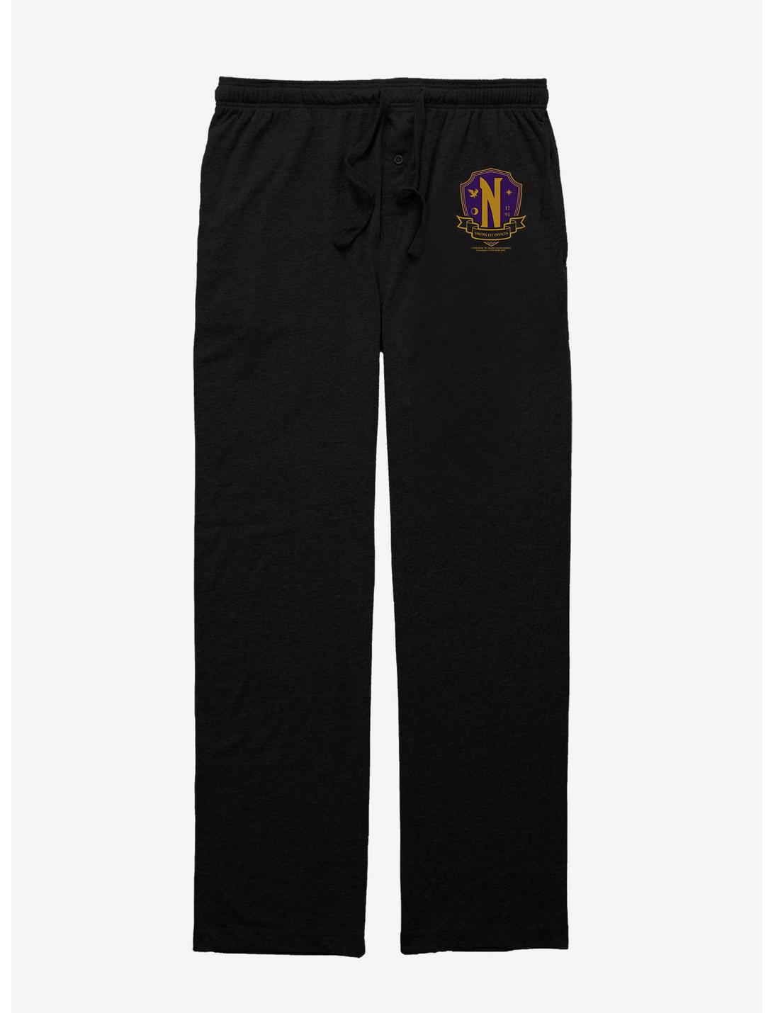 Wednesday Nevermore Academy Crest Pajama Pants, BLACK, hi-res