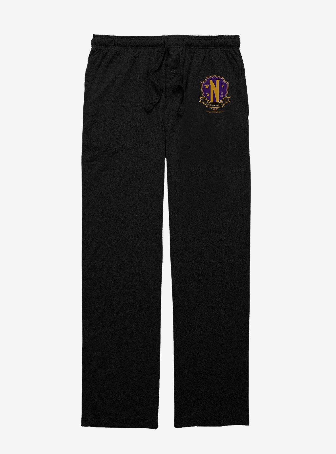 Wednesday Nevermore Academy Crest Pajama Pants, BLACK, hi-res