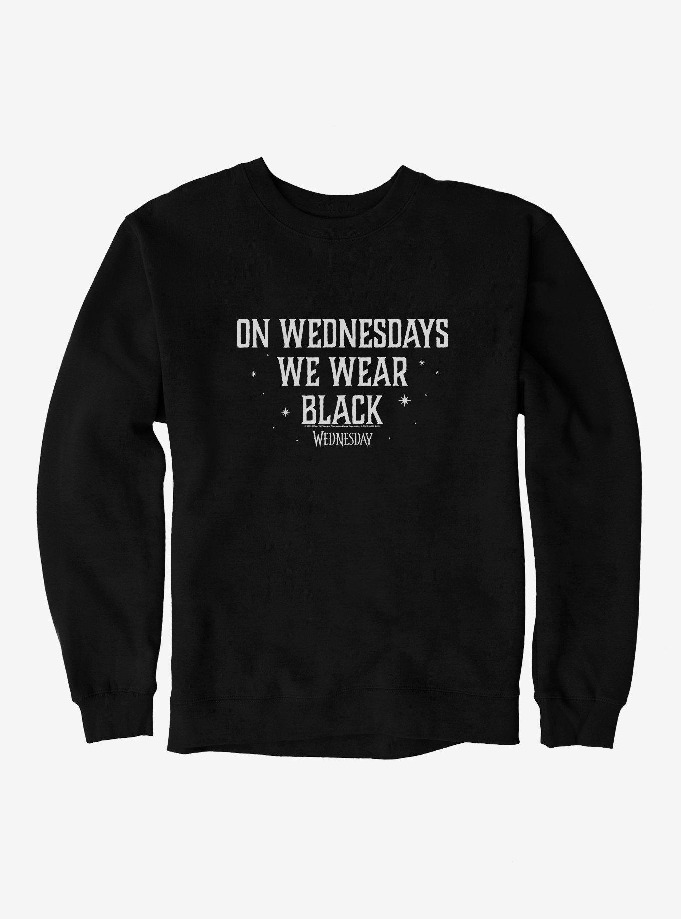 Wednesday On Wednesdays We Wear Black Sweatshirt, BLACK, hi-res