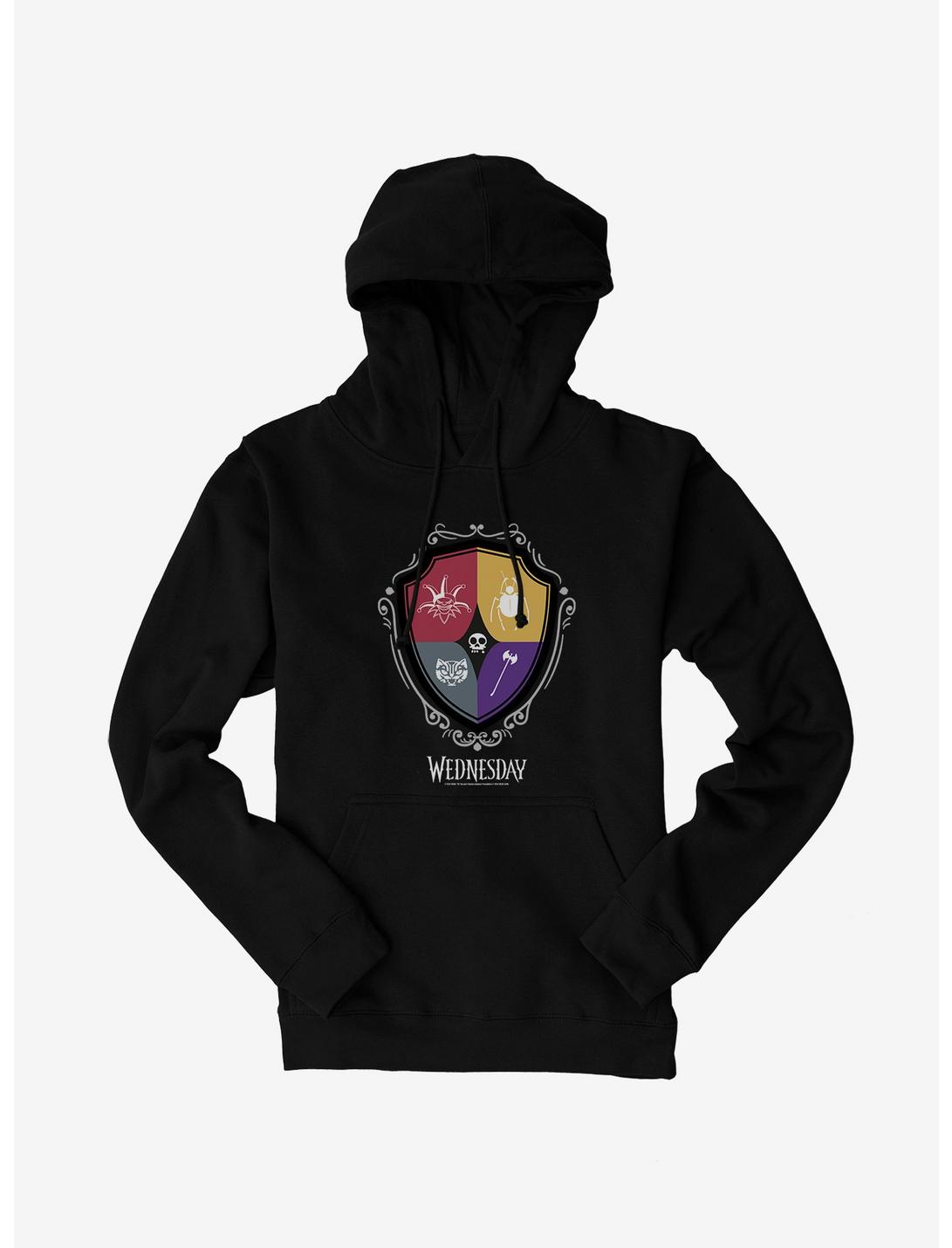 Wednesday Nevermore Academy Crest Icons Hoodie, , hi-res