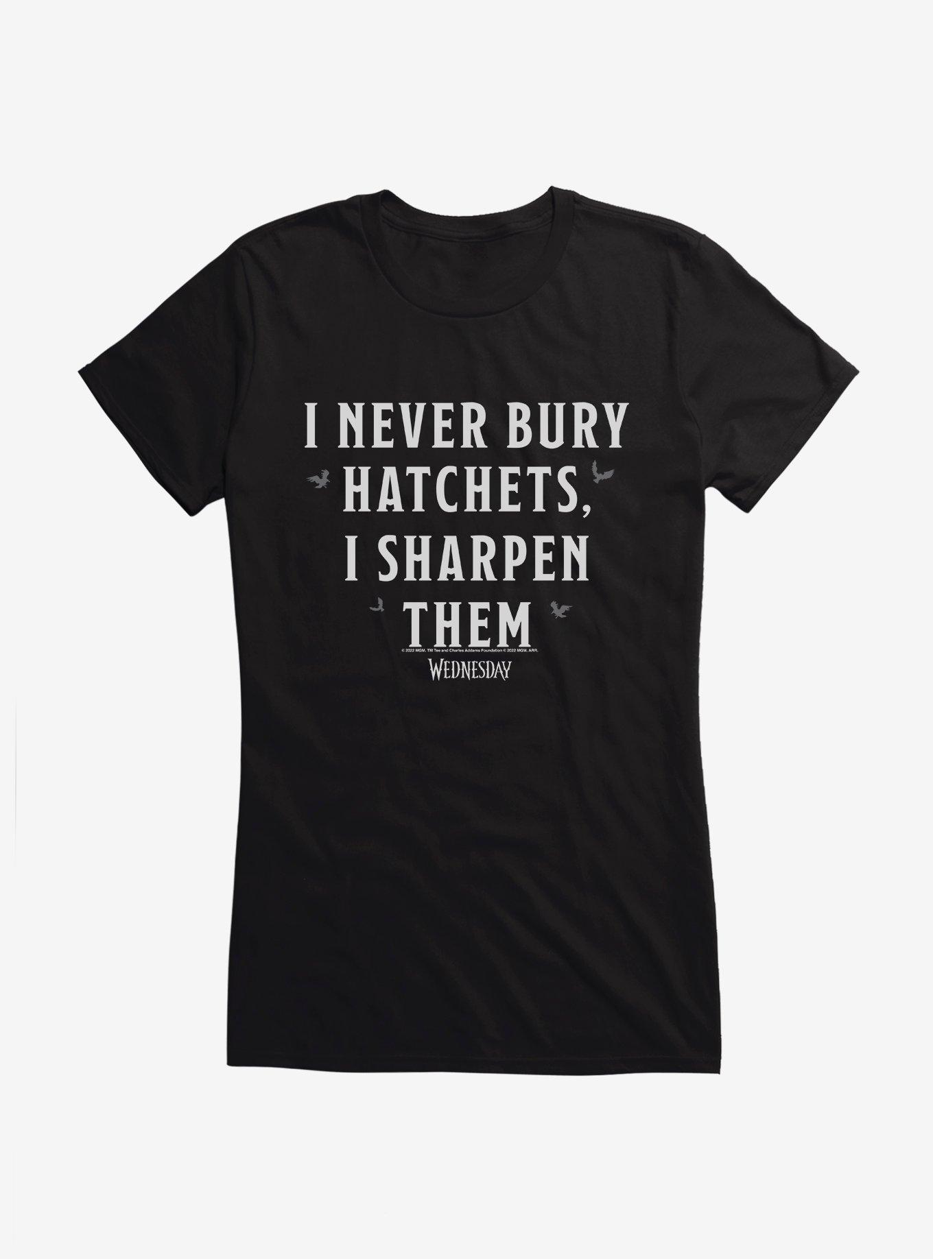 Wednesday I Never Bury Hatchets Girls T-Shirt, BLACK, hi-res