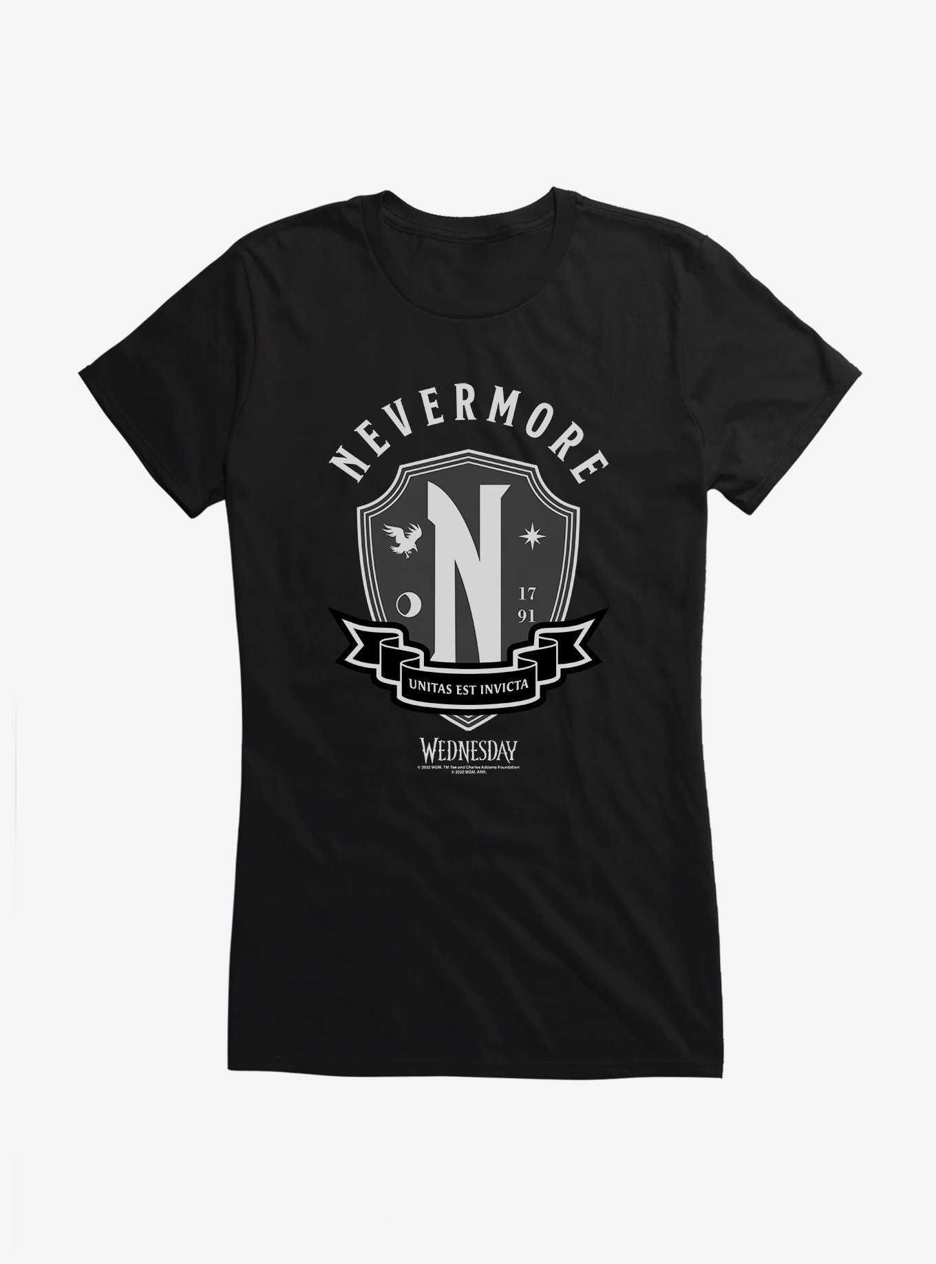Wednesday Nevermore Academy Emblem Girls T-Shirt, , hi-res