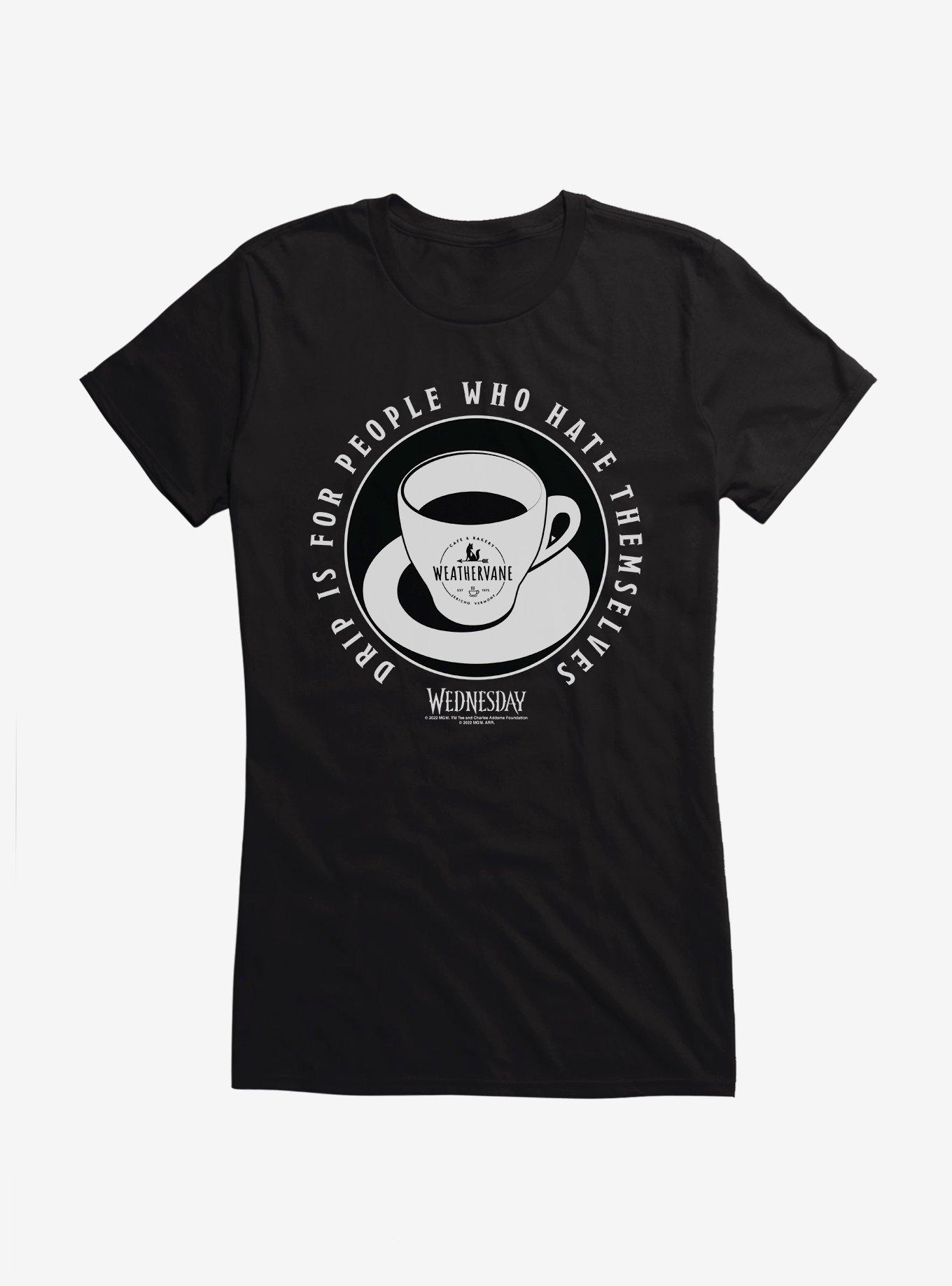 Wednesday Weathervane Drip Coffee Girls T-Shirt, BLACK, hi-res