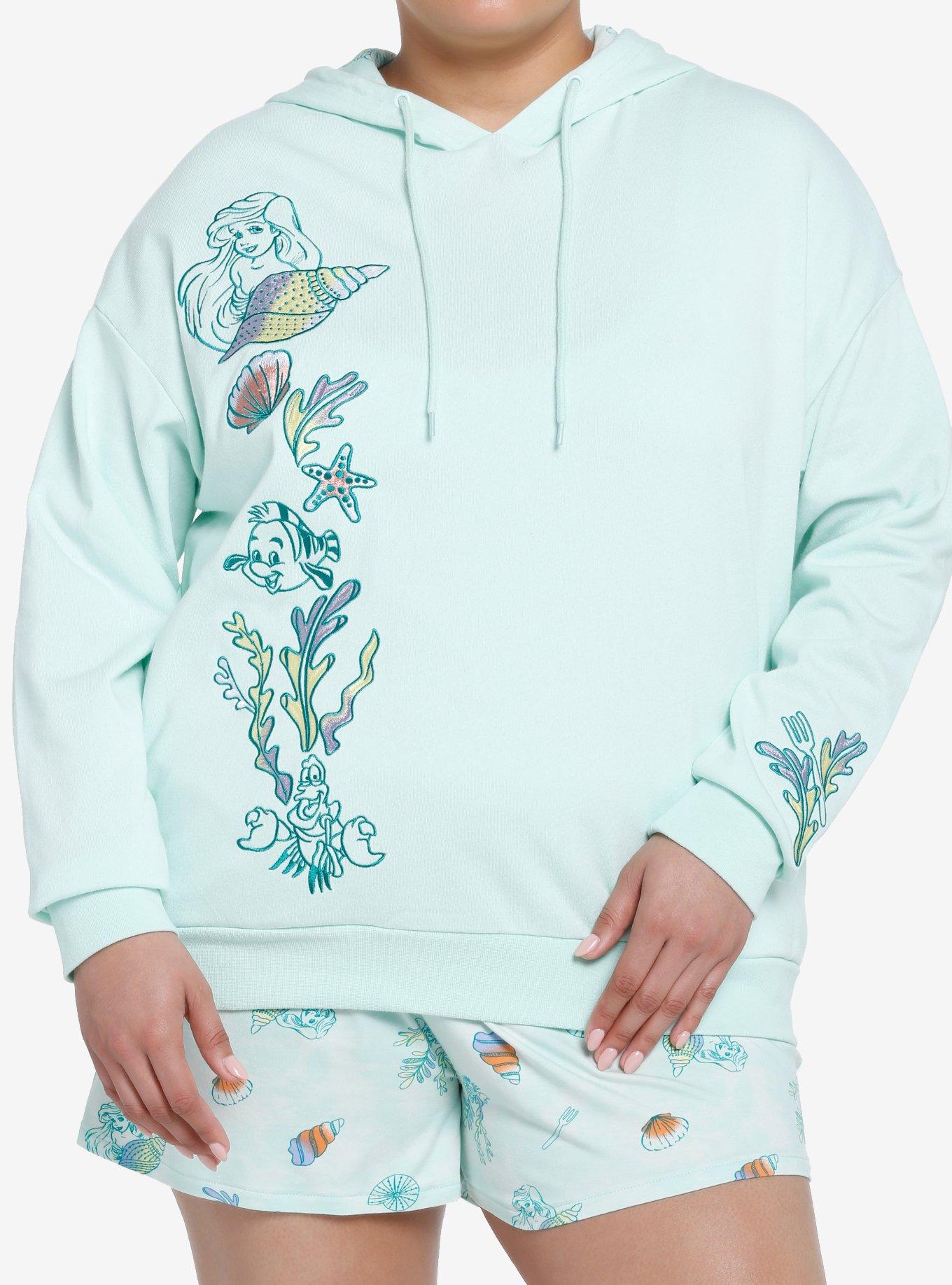 Her Universe Disney The Little Mermaid Embroidered Hoodie Plus Size Her Universe Exclusive, MULTI, hi-res