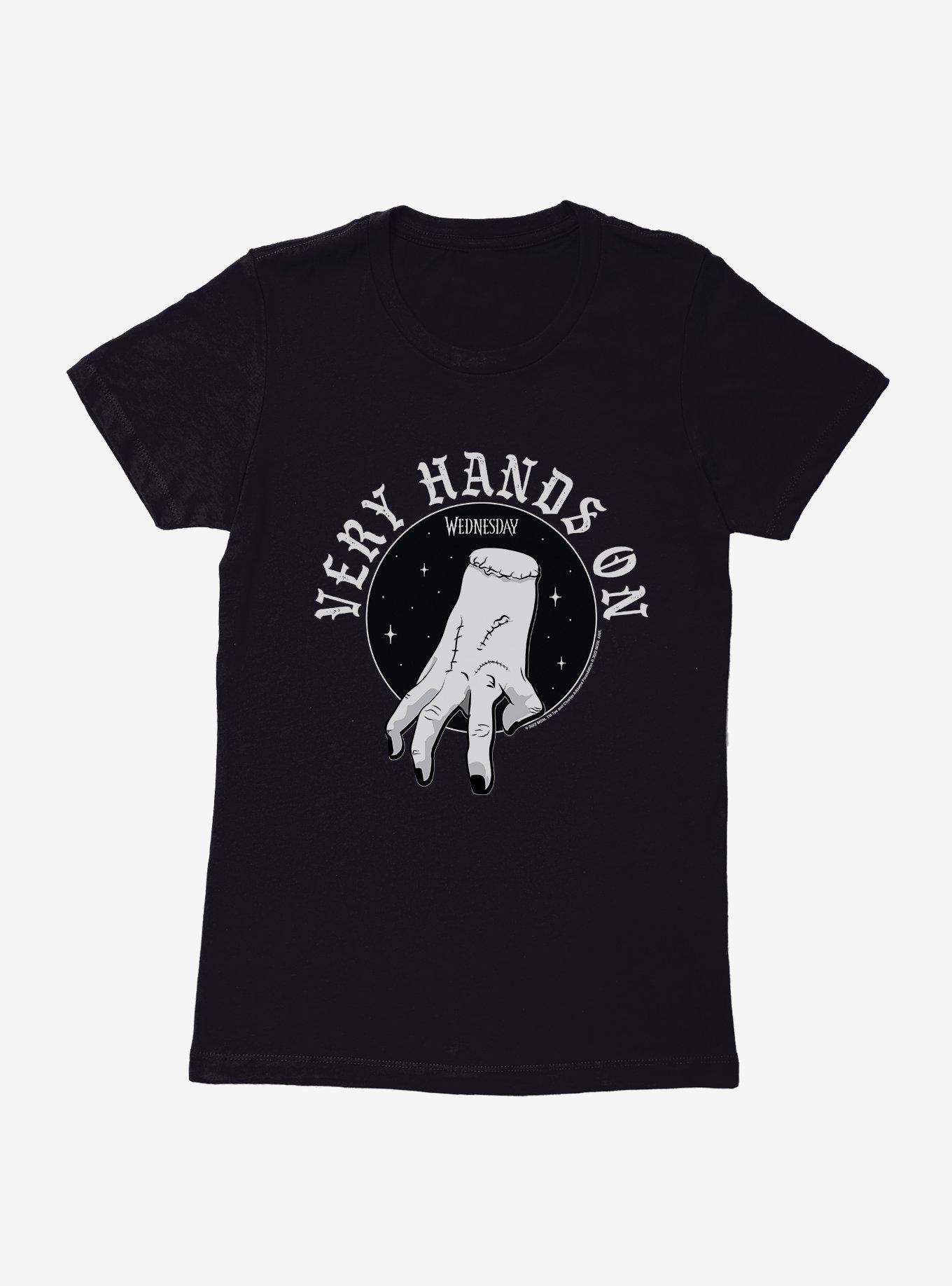 Wednesday The Thing Very Hands On Womens T-Shirt, BLACK, hi-res