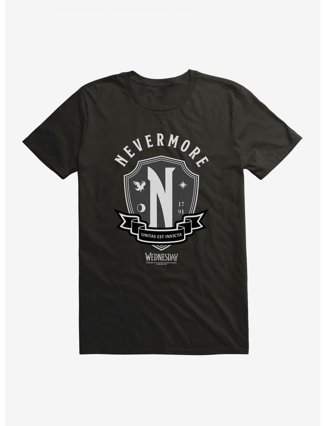 Wednesday Nevermore Academy Emblem T-Shirt, BLACK, hi-res
