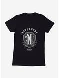Wednesday Nevermore Academy Emblem Womens T-Shirt, BLACK, hi-res