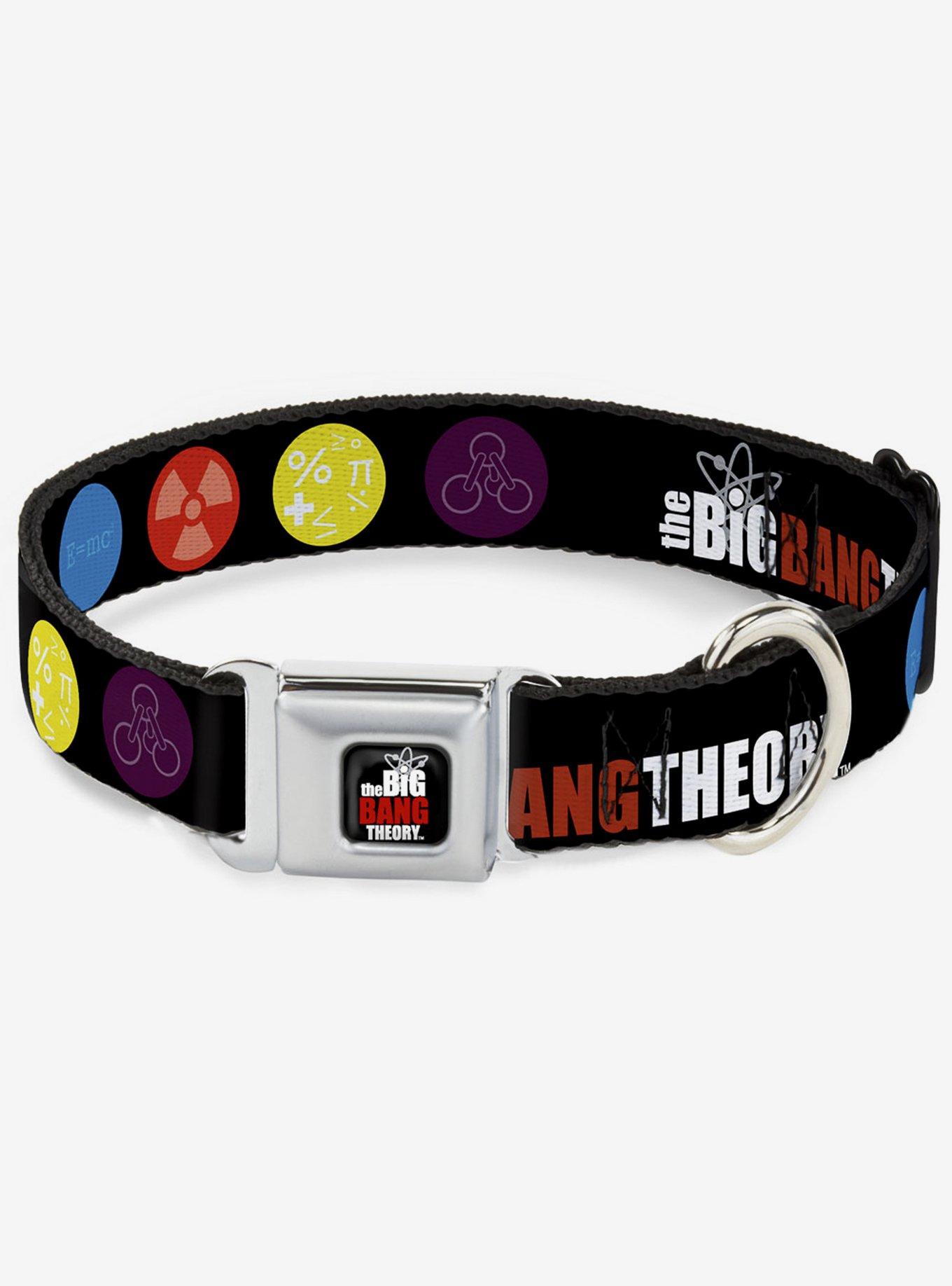 The Big Bang Theory Dna Atom E Radiation Seatbelt Buckle Dog Collar, BLACK, hi-res