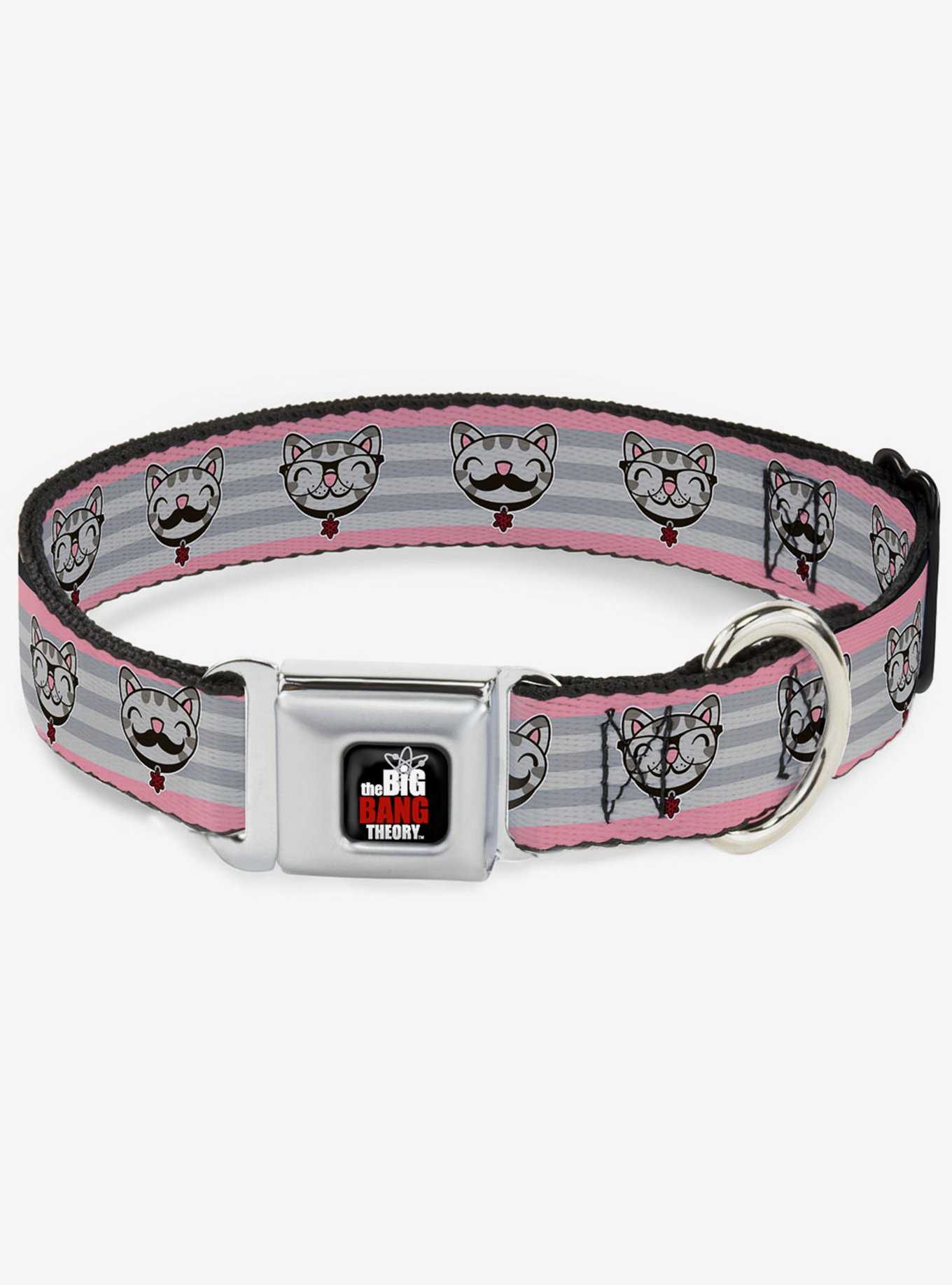 The Big Bang Theory Soft Kitty Nerd Mustacho Expressions Seatbelt Buckle Dog Collar, , hi-res