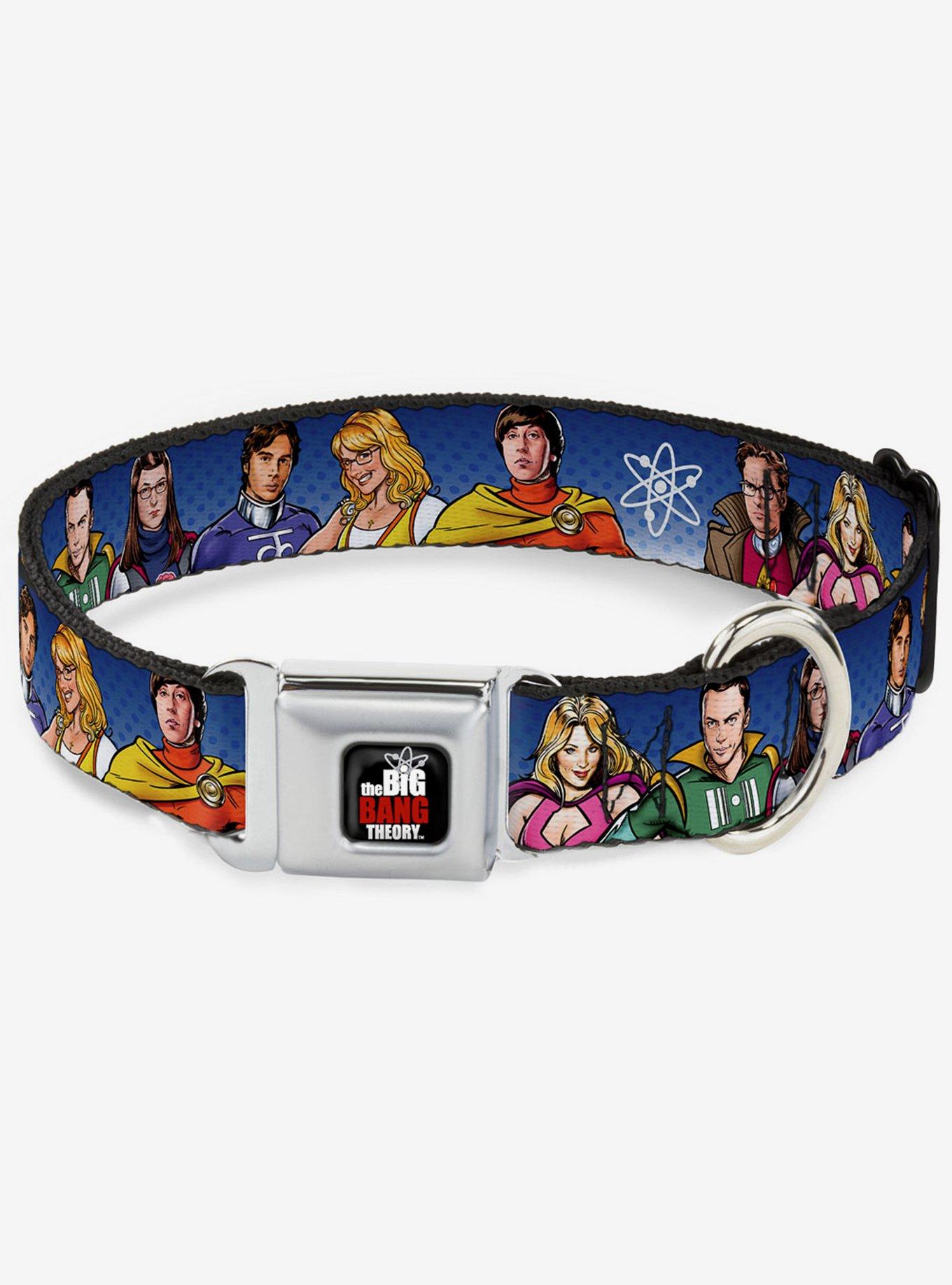 The Big Bang Theory Superhero Characters Group Seatbelt Buckle Dog Collar, MULTICOLOR, hi-res