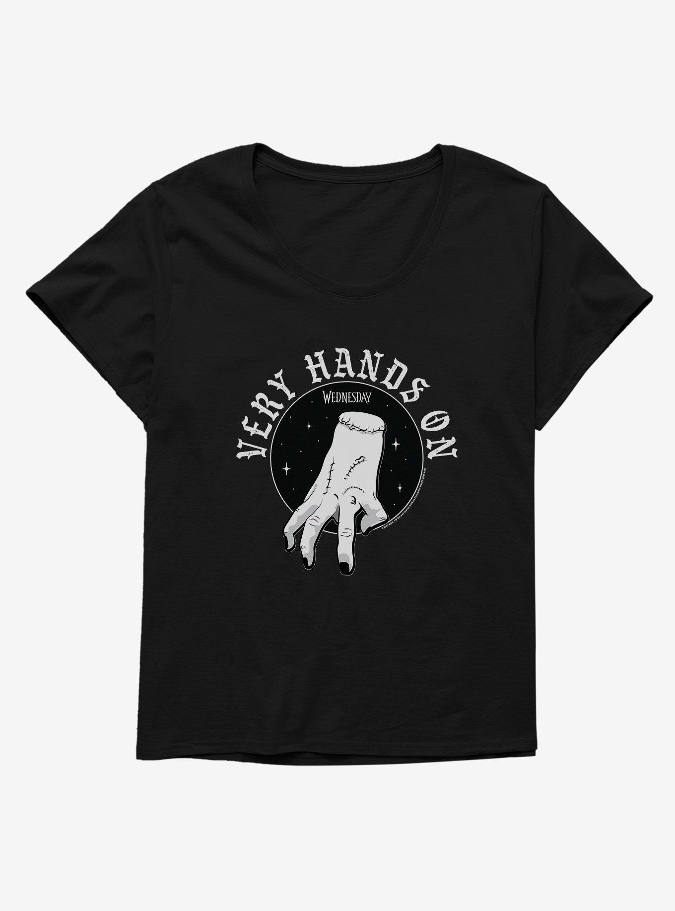 Wednesday The Thing Very Hands On Womens T-Shirt Plus Size, BLACK, hi-res