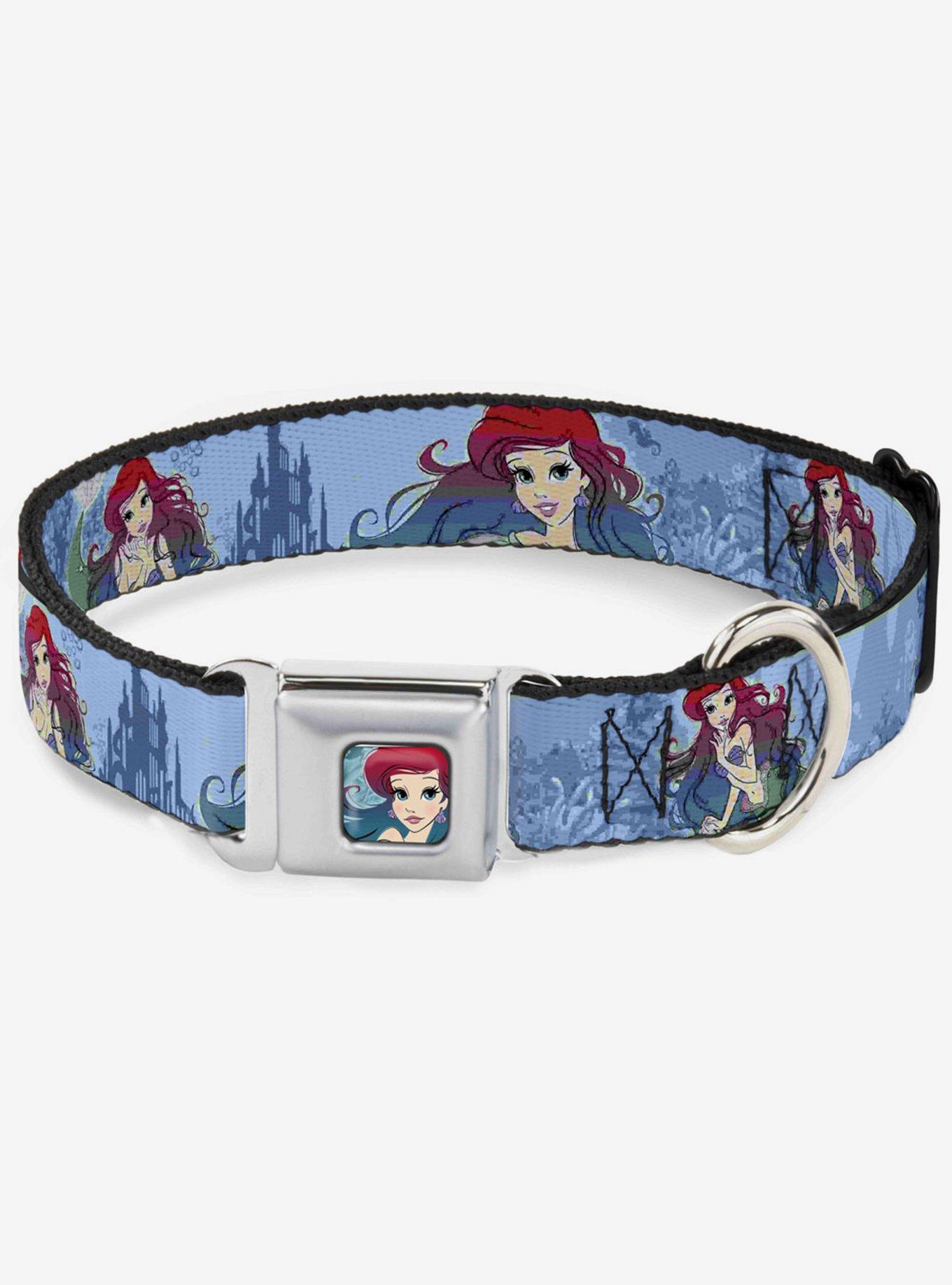 Disney The Little Mermaid Ariel Coral Castle Seatbelt Buckle Dog Collar, BLUE, hi-res