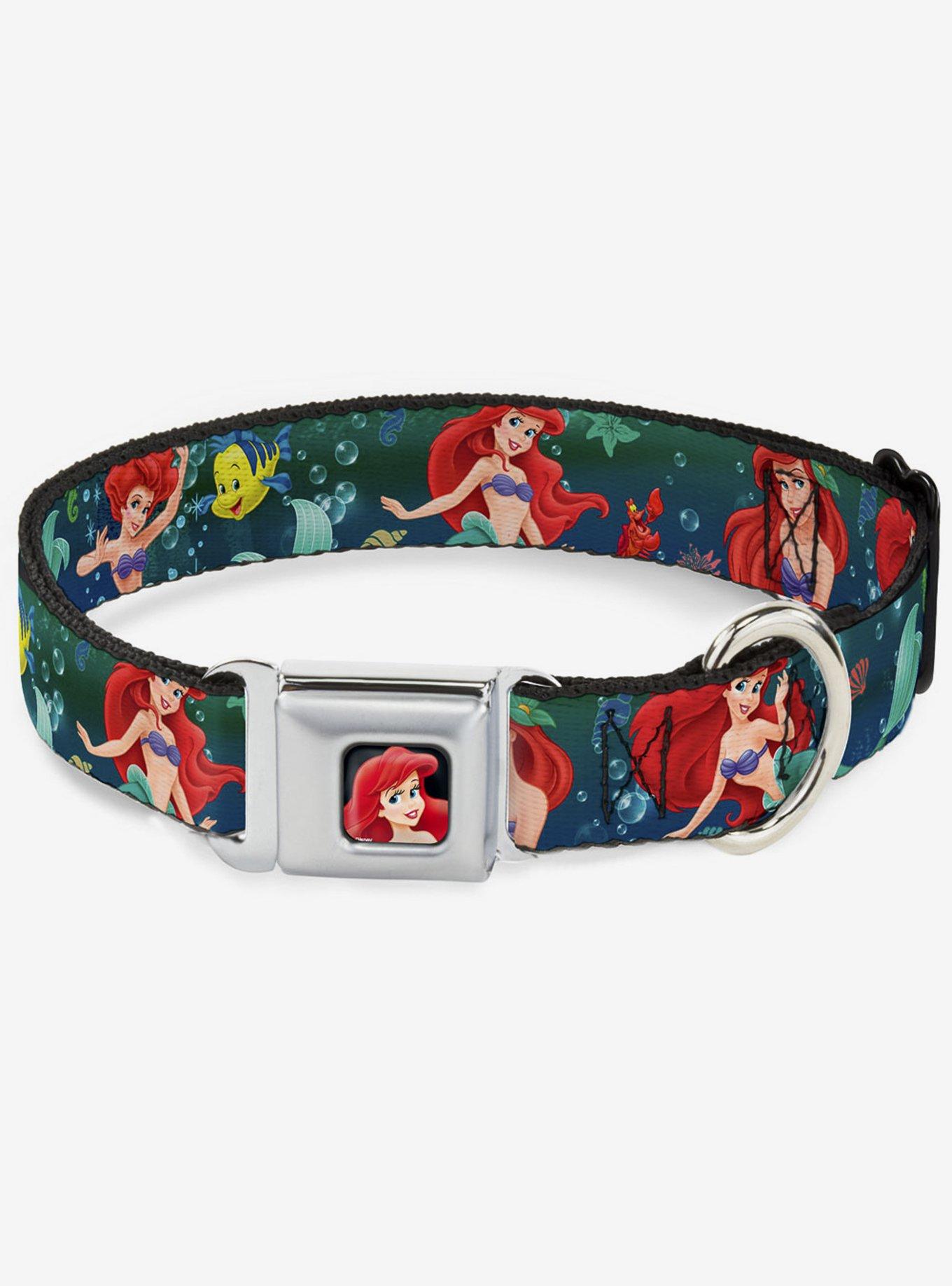 Disney The Little Mermaid Ariel Poses Flounder Seatbelt Buckle Dog Collar, , hi-res