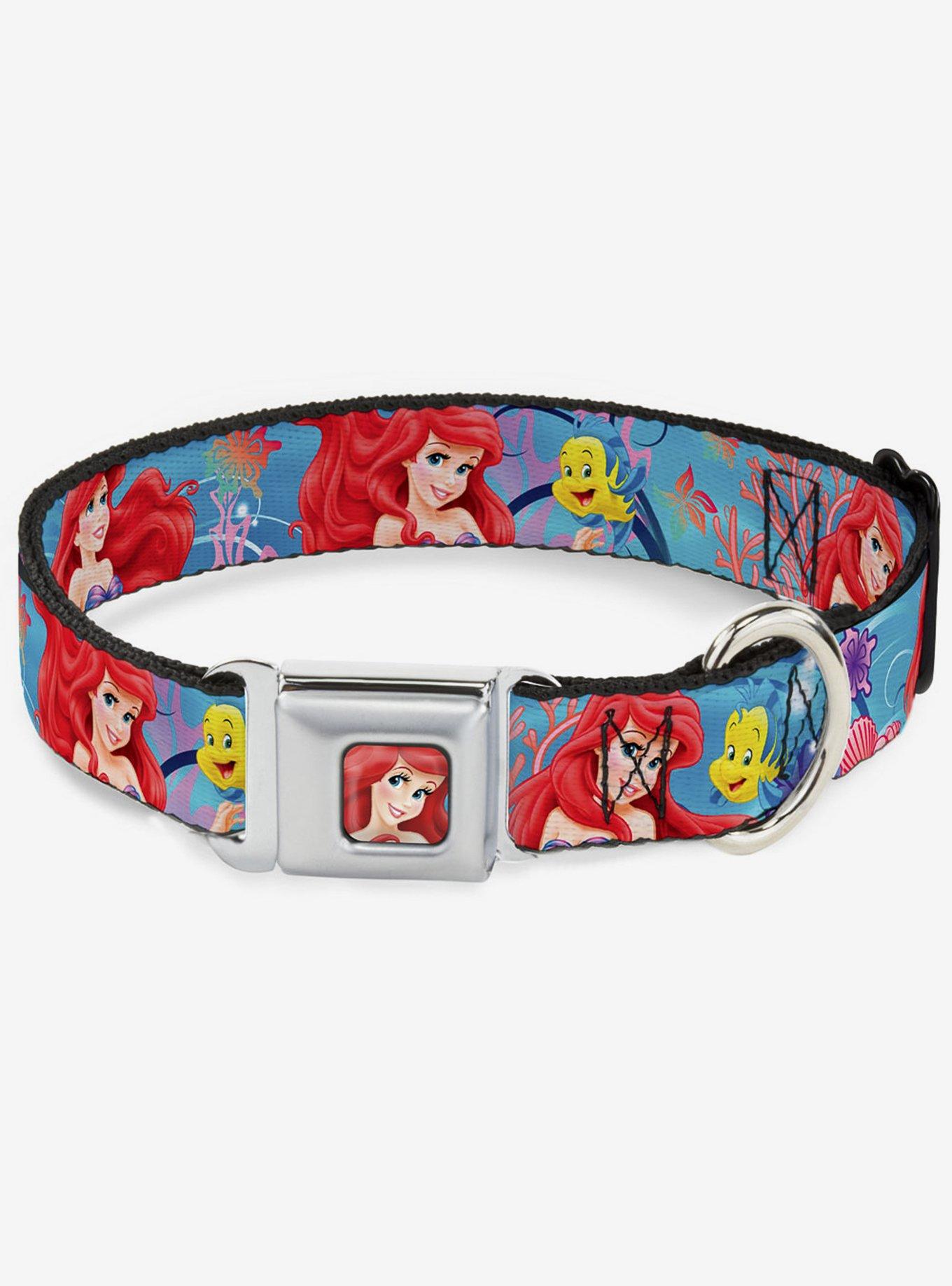 Disney The Little Mermaid Ariel Flounder Underwater Seatbelt Buckle Dog Collar, MULTICOLOR, hi-res