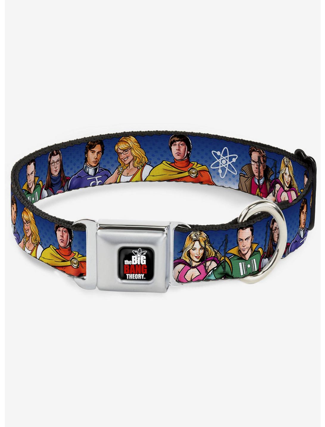 The Big Bang Theory Superhero Characters Group Seatbelt Buckle Dog Collar, MULTICOLOR, hi-res