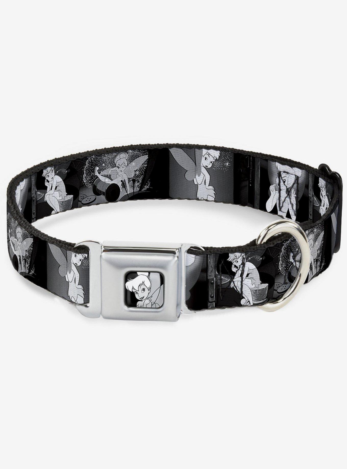 Disney Tinker Bell Scenes Black White Seatbelt Buckle Dog Collar BoxLunch