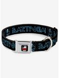 The Big Bang Theory Sheldon Bazinga Seatbelt Buckle Dog Collar, BLACK, hi-res