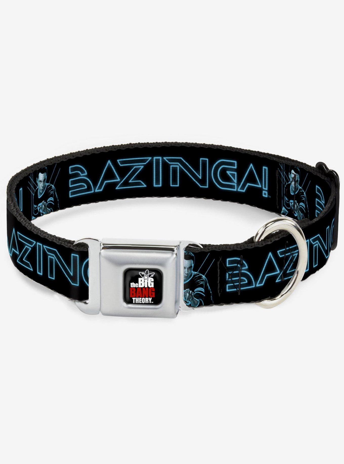 The Big Bang Theory Sheldon Bazinga Seatbelt Buckle Dog Collar, BLACK, hi-res