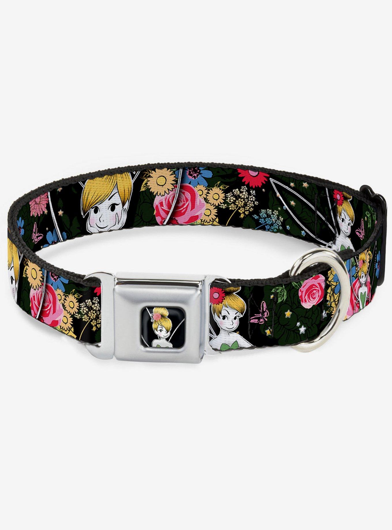 Disney Tinker Bell Sleeping Floral Collage Seatbelt Buckle Dog Collar, , hi-res