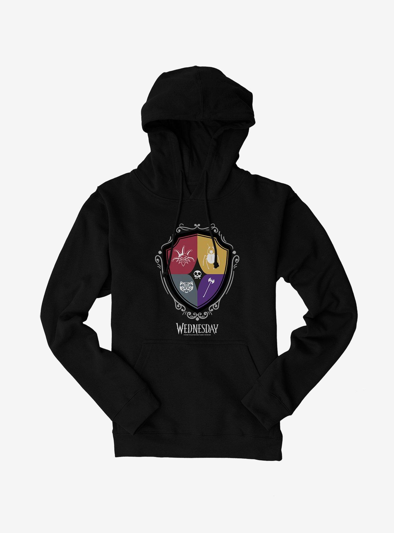 Wednesday Nevermore Academy Crest Icons Hoodie, , hi-res