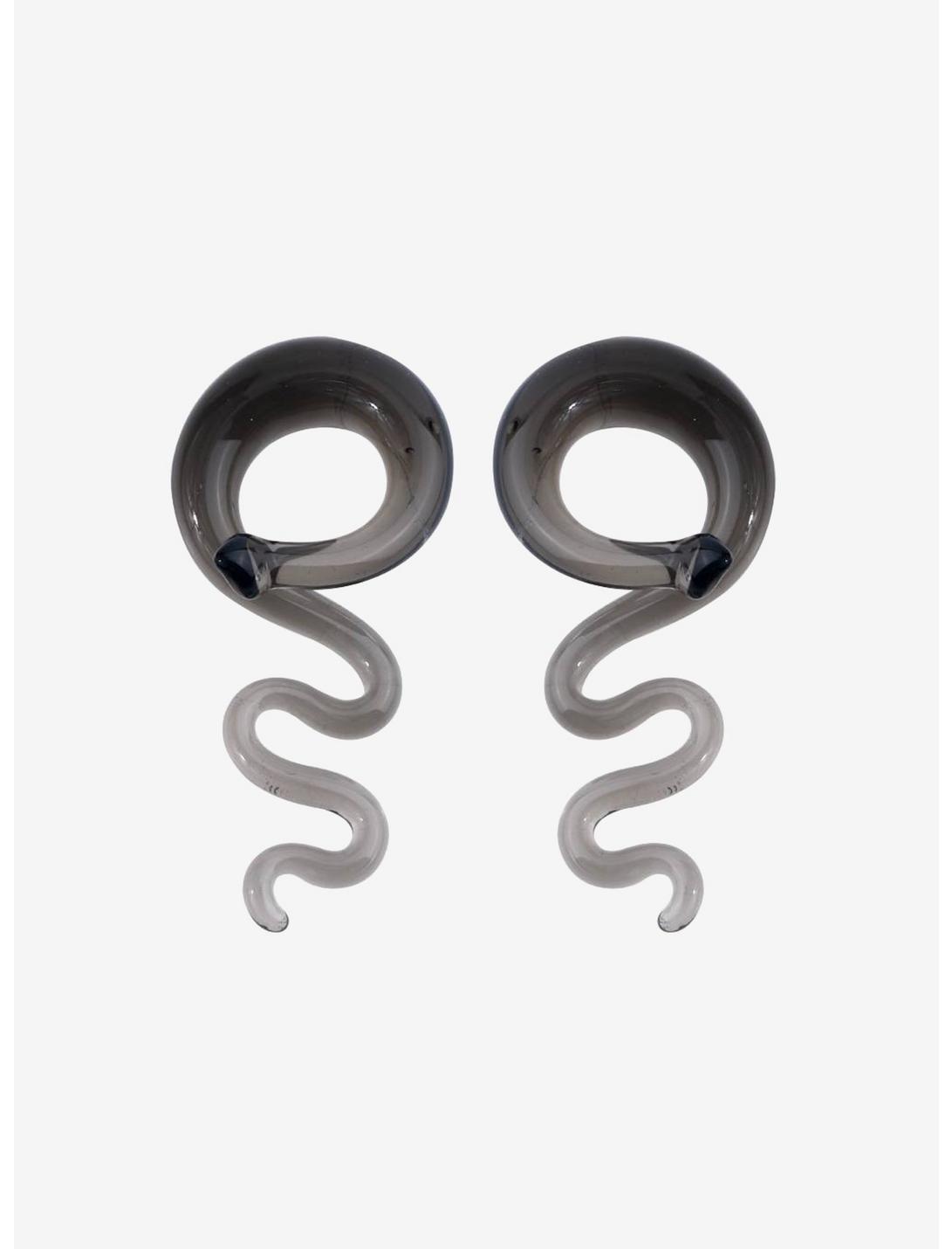 Glass Smoke Grey Swirl Hanger Taper Plug 2 Pack, SILVER, hi-res