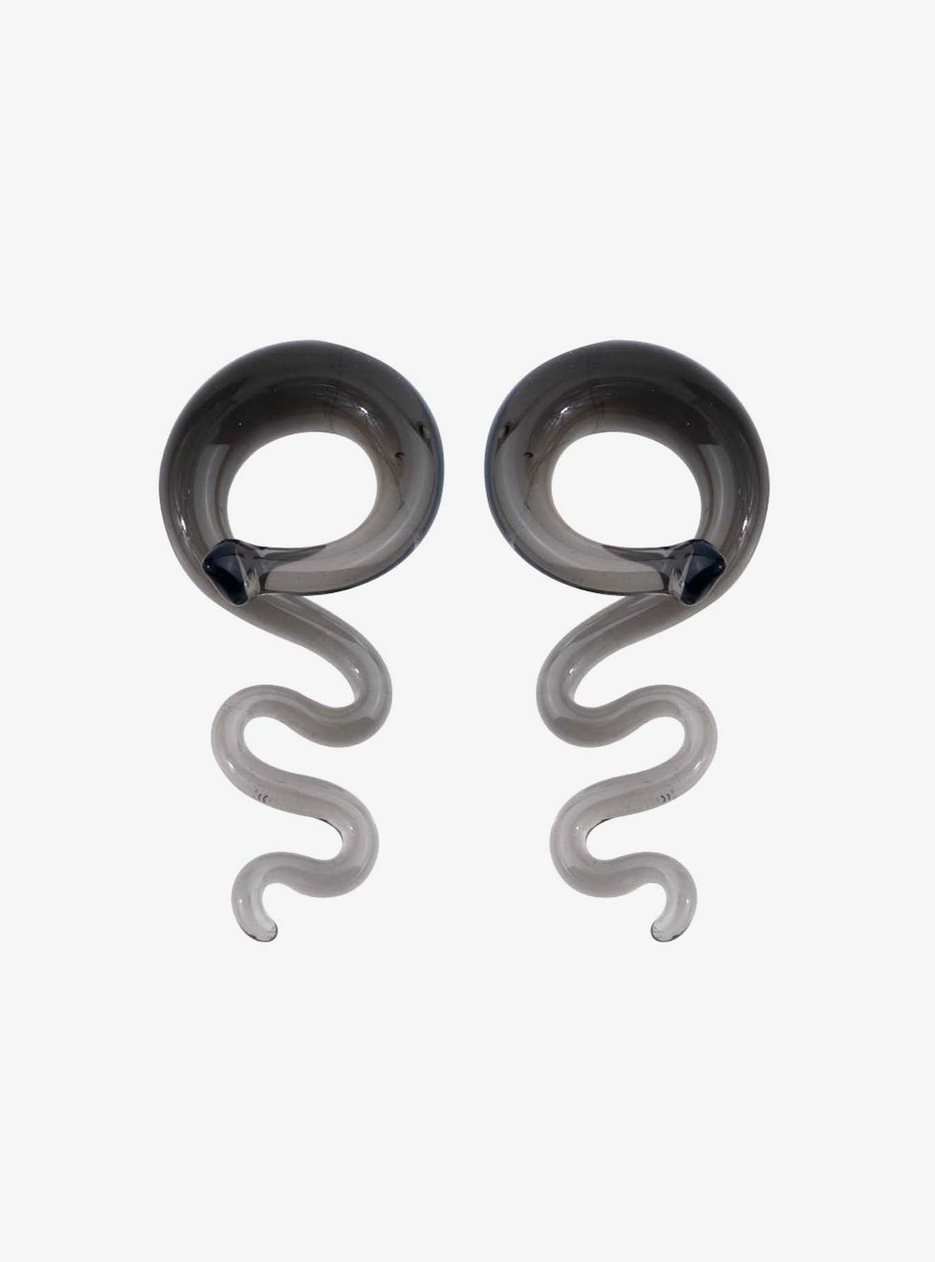 Glass Smoke Grey Swirl Hanger Taper Plug 2 Pack, , hi-res