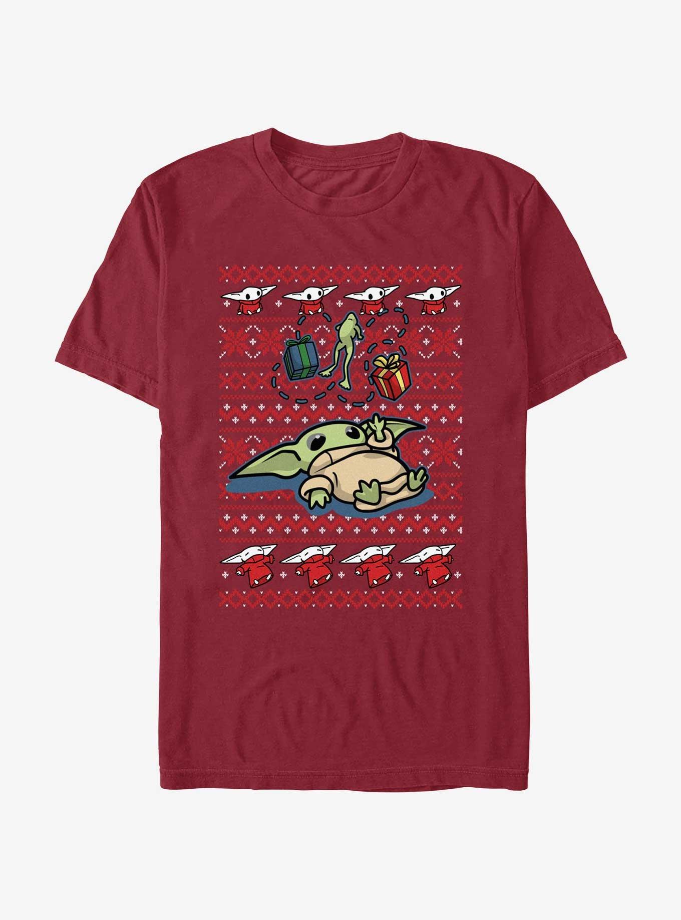 Star Wars The Mandalorian Grogu Gifts Ugly Christmas T-Shirt, CARDINAL, hi-res