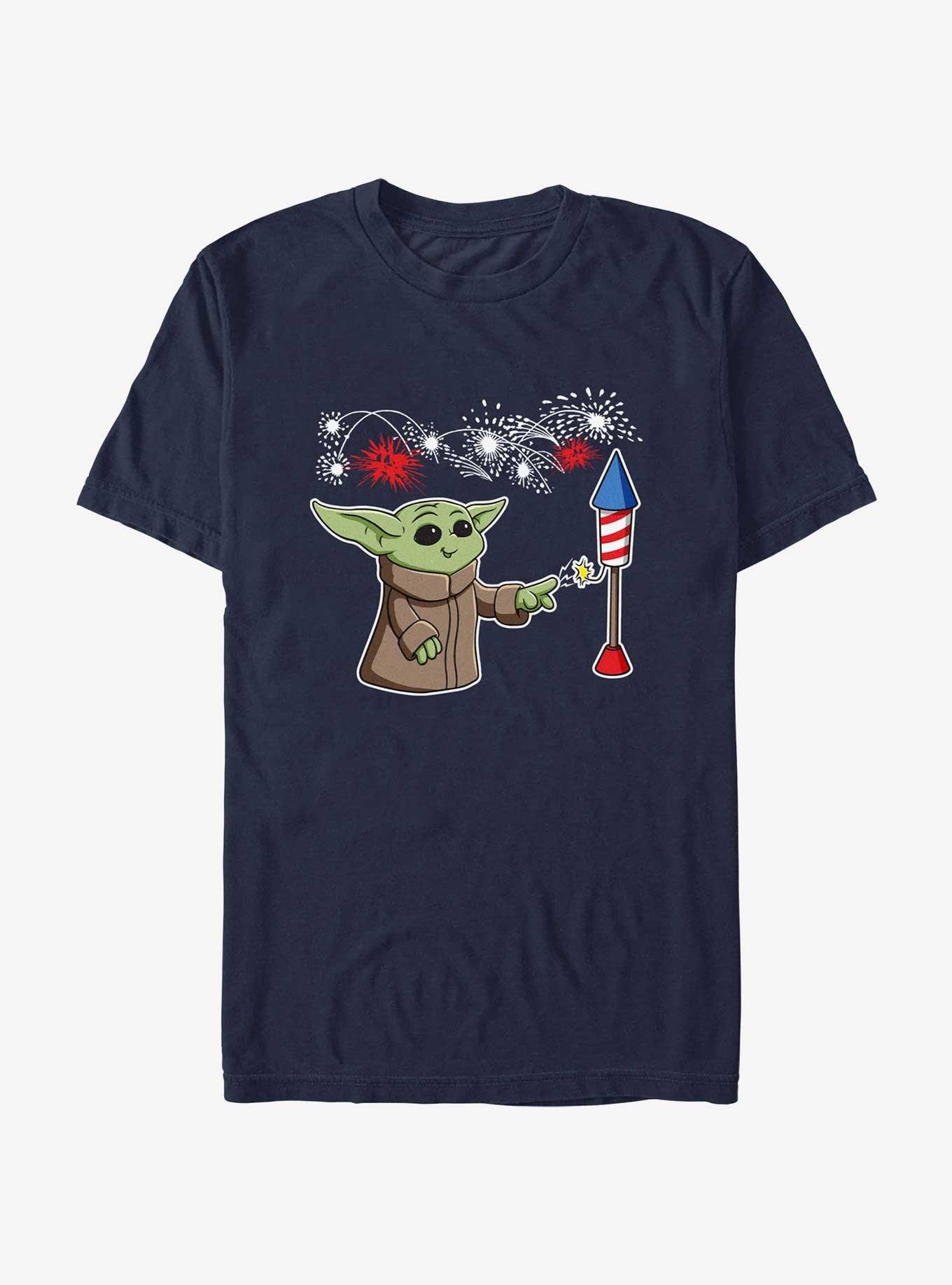 Star Wars The Mandalorian Grogu Firecracker T-Shirt, NAVY, hi-res