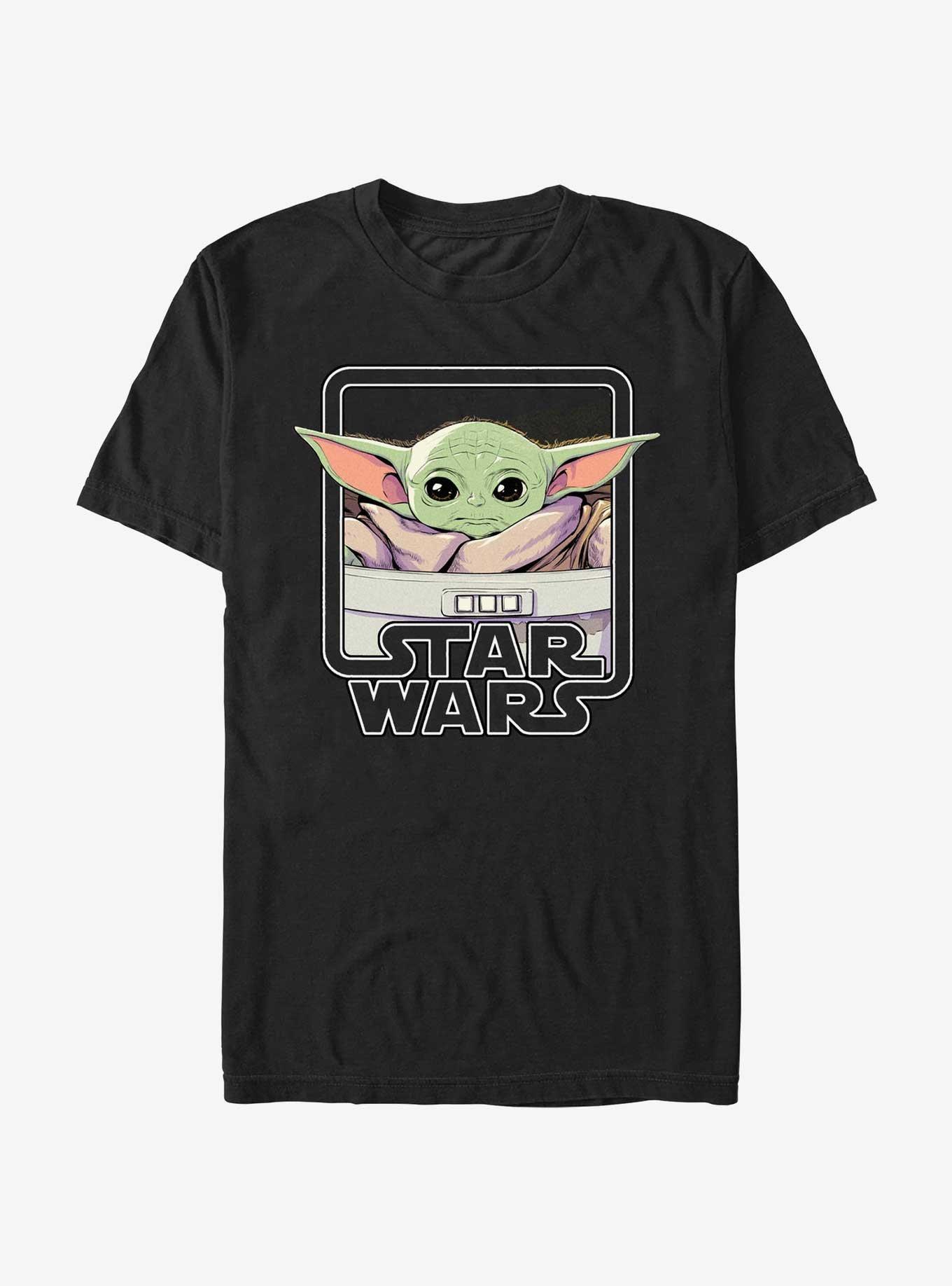 Star Wars The Mandalorian Grogu Framed Logo T-Shirt, BLACK, hi-res