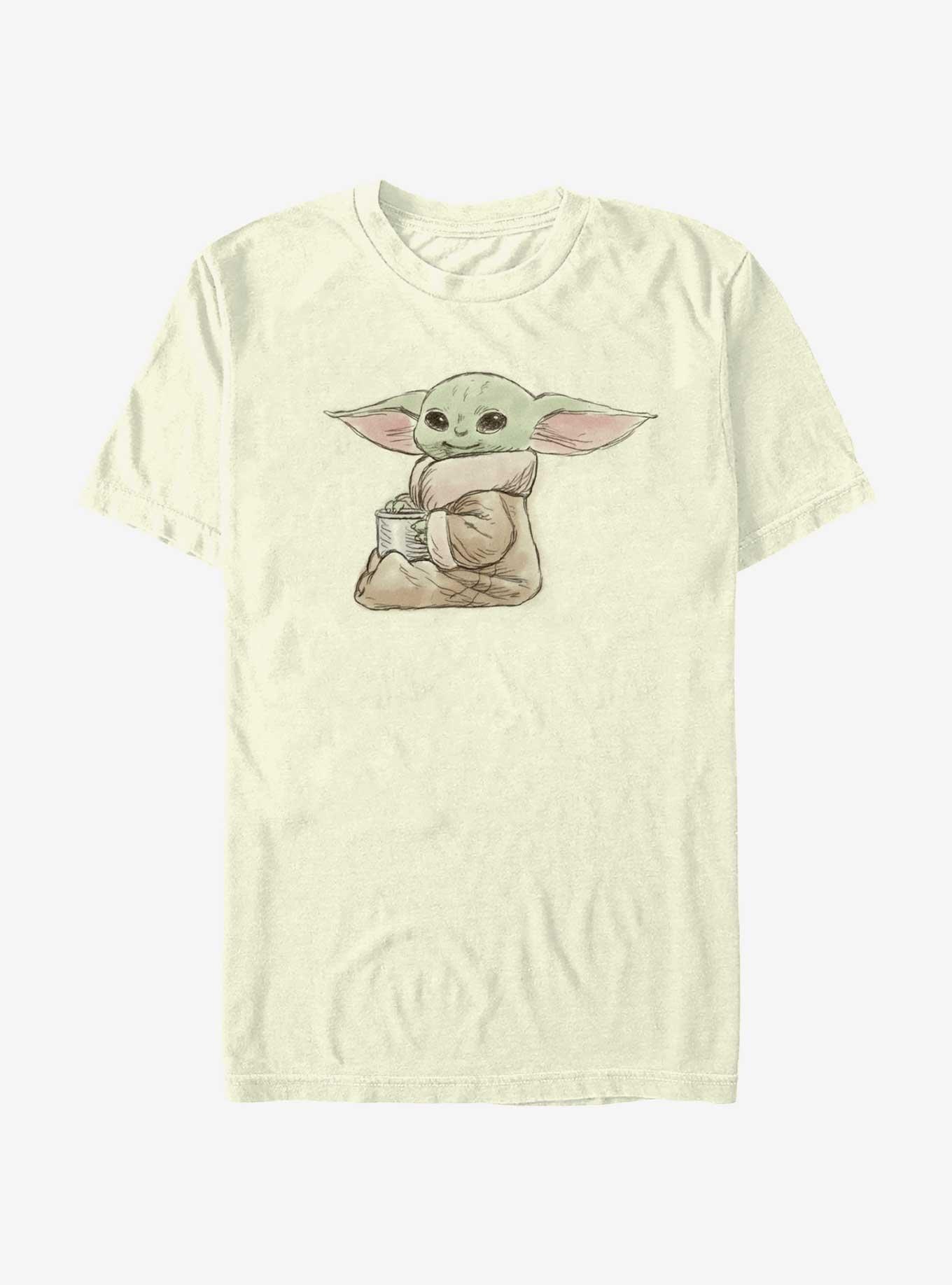 Star Wars The Mandalorian Grogu Sketch T-Shirt, NATURAL, hi-res