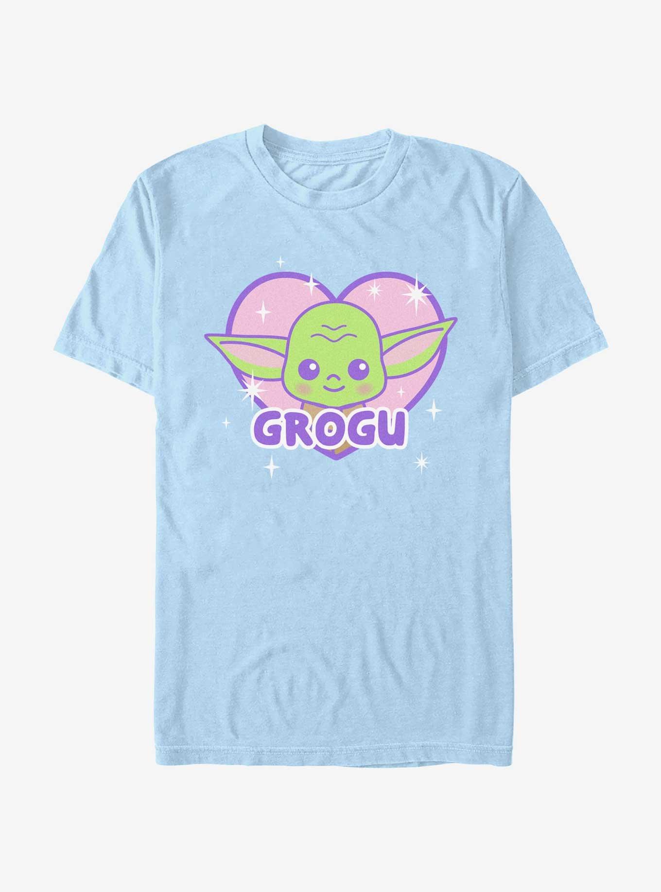 Star Wars The Mandalorian Kawaii Grogu Shiny Heart T-Shirt, LT BLUE, hi-res