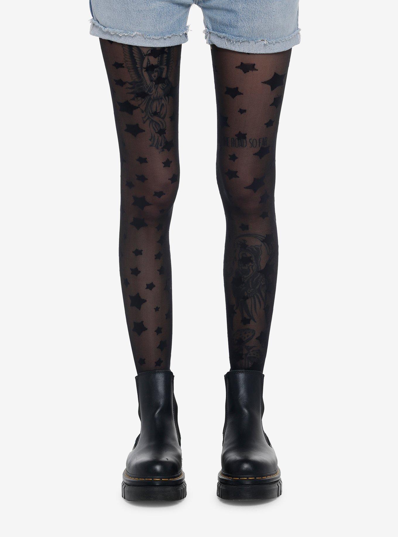 Blackheart Black & Gold Celestial Tights, Hot Topic