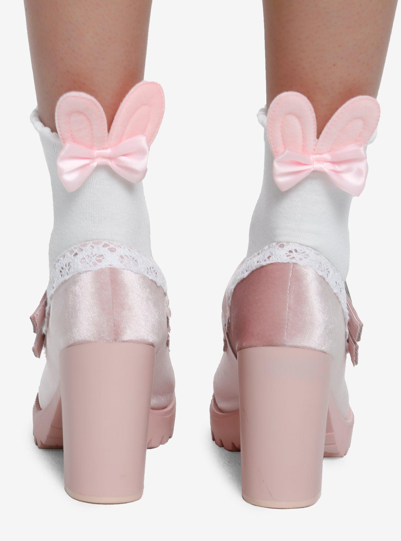 Bunny Ear Bow Ankle Socks, , hi-res