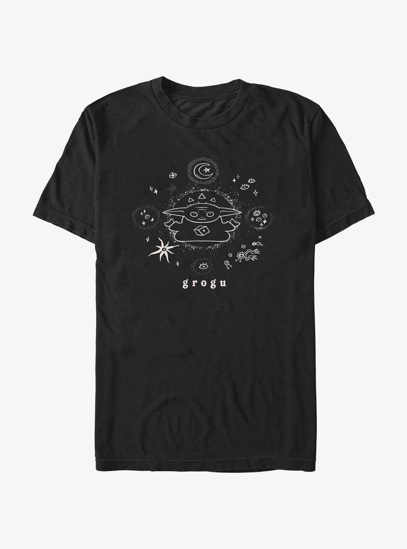 Star Wars The Mandalorian Grogu Celestial Lines T-Shirt, BLACK, hi-res