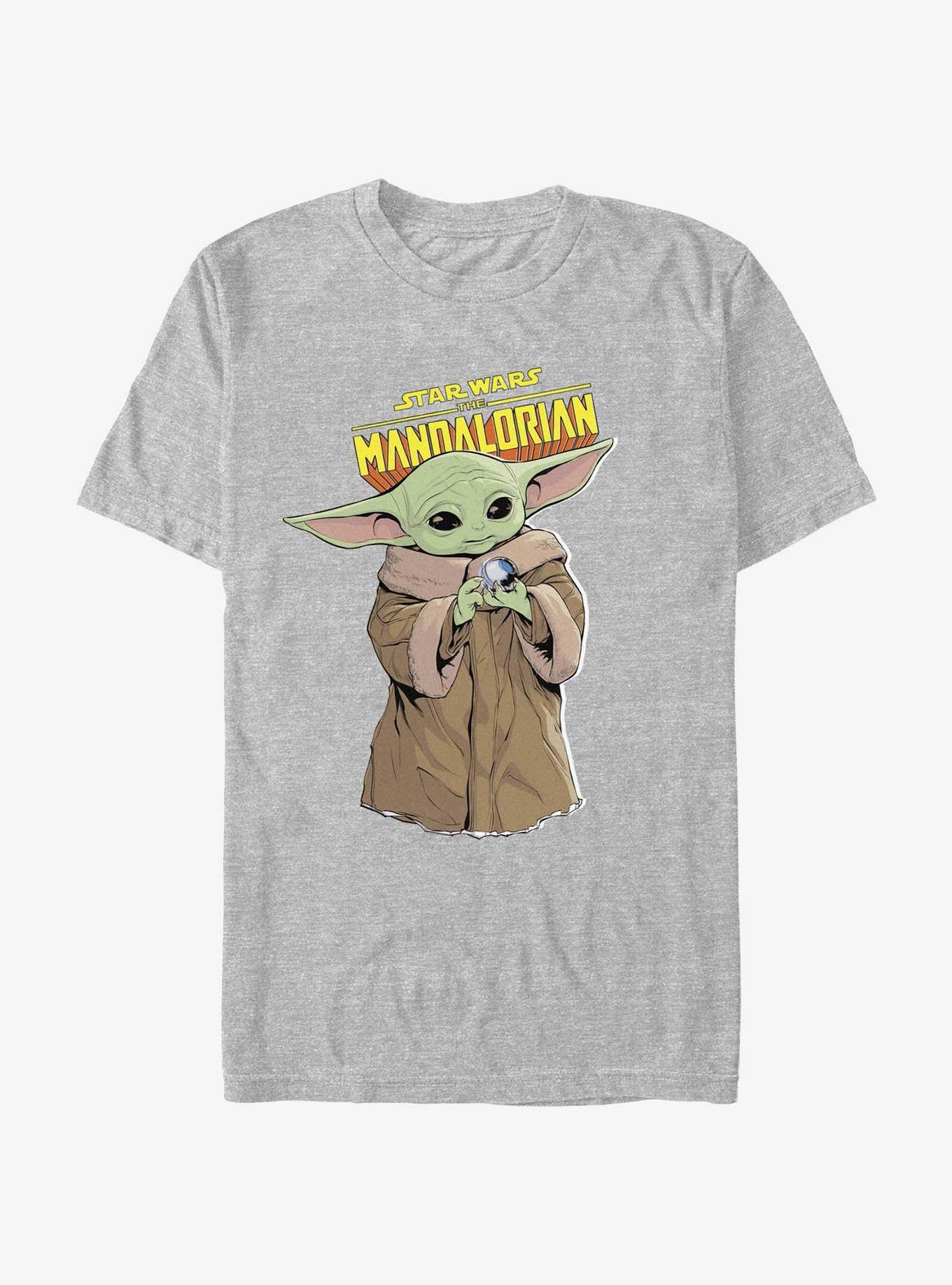 Star Wars The Mandalorian Child and His Toy T-Shirt, ATH HTR, hi-res