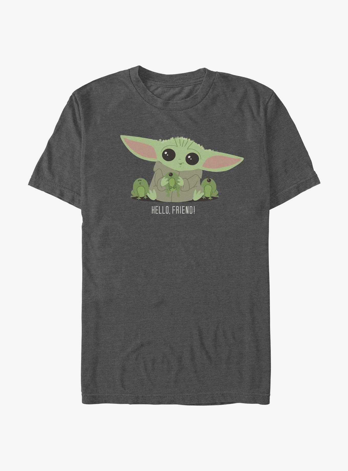 Star Wars The Mandalorian Hello Friend Grogu T-Shirt, CHAR HTR, hi-res