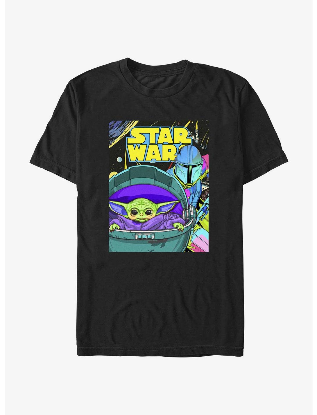Star Wars The Mandalorian Psychedelic Poster T-Shirt, BLACK, hi-res