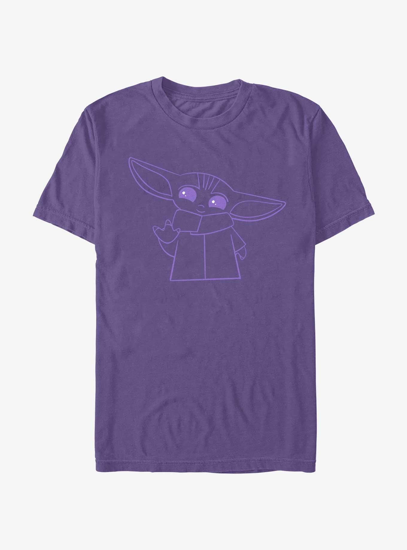Star Wars The Mandalorian Grogu Waving Outline Extra Soft T-Shirt, PURPLE, hi-res