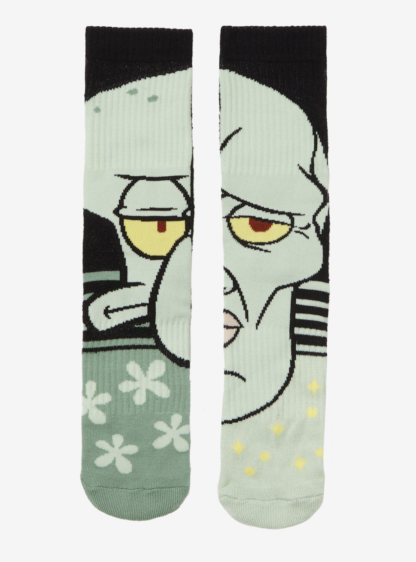SpongeBob SquarePants Regular & Handsome Squidward Mismatched Crew Socks, , hi-res