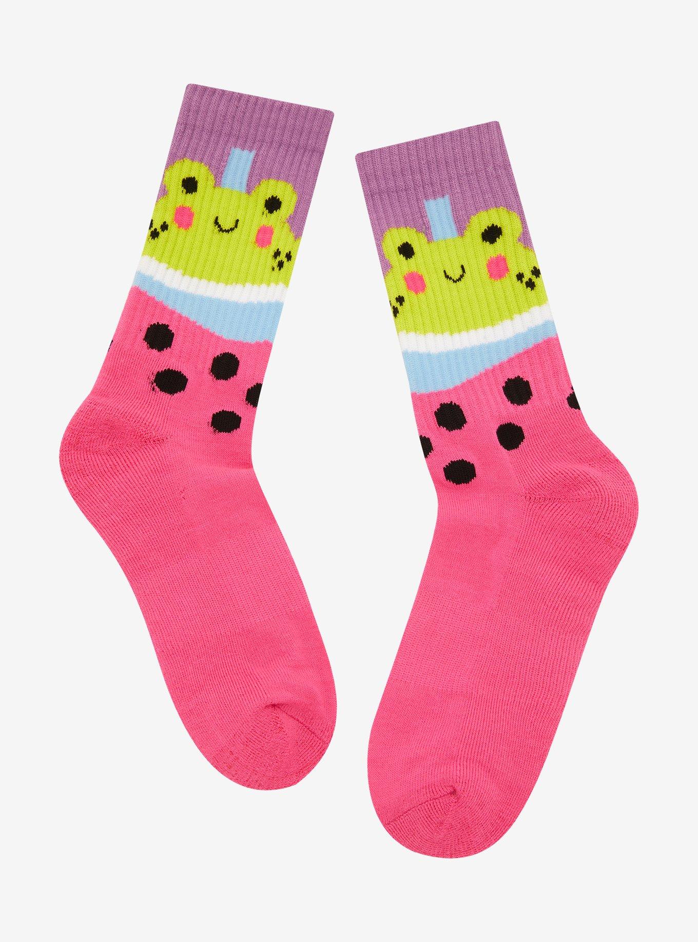 Frog Boba Drink Crew Socks, , hi-res