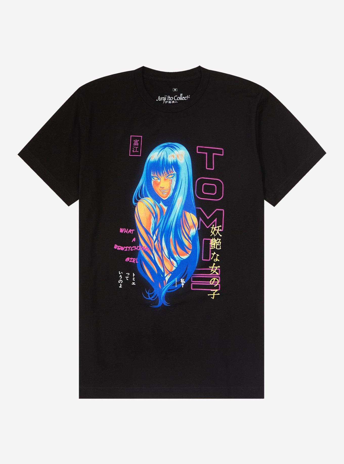 Junji Ito Collection Tomie Vaporwave Portrait T-Shirt, BLACK, hi-res