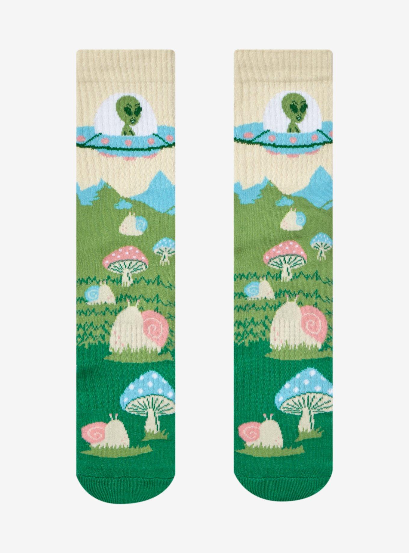 Mushroom Forest Alien Crew Socks, , hi-res